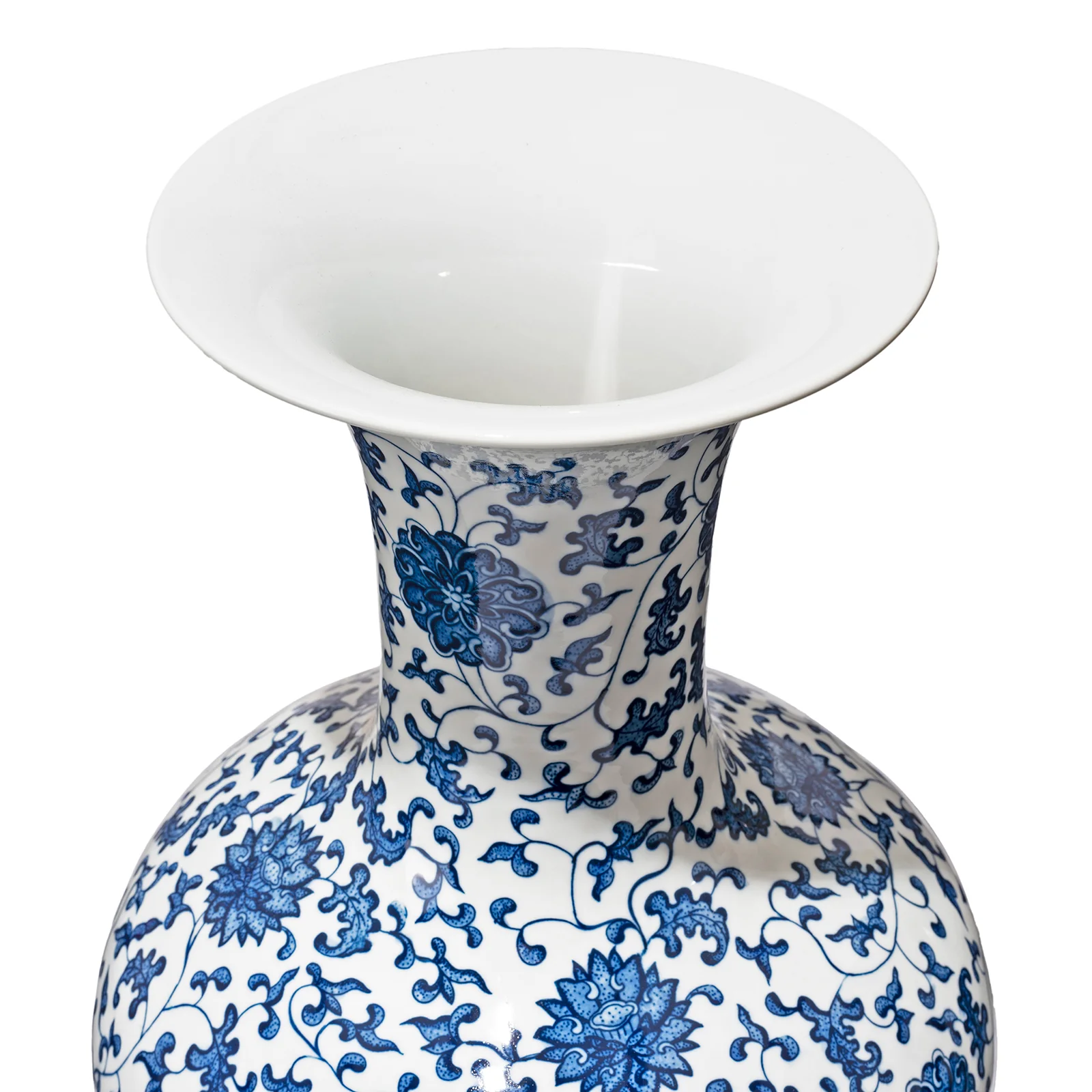Large Blue & White Porcelain Trumpet Mouth Vase - Image 4