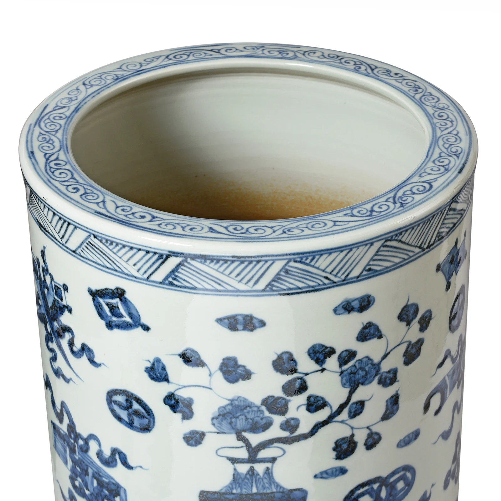 Blue & White Porcelain Umbrella Stand - Lucky Symbols - Image 3