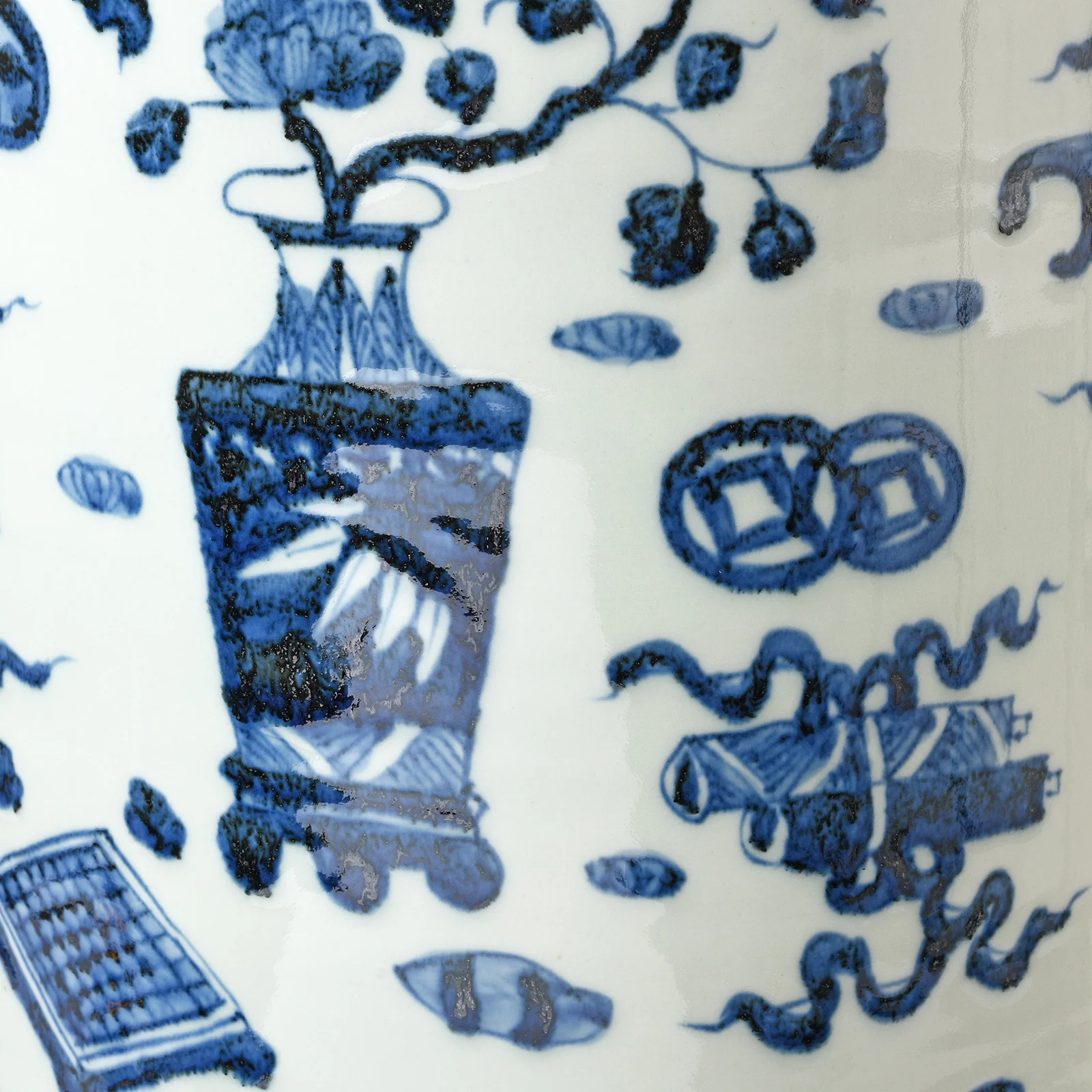 Blue & White Porcelain Umbrella Stand - Lucky Symbols - Image 6