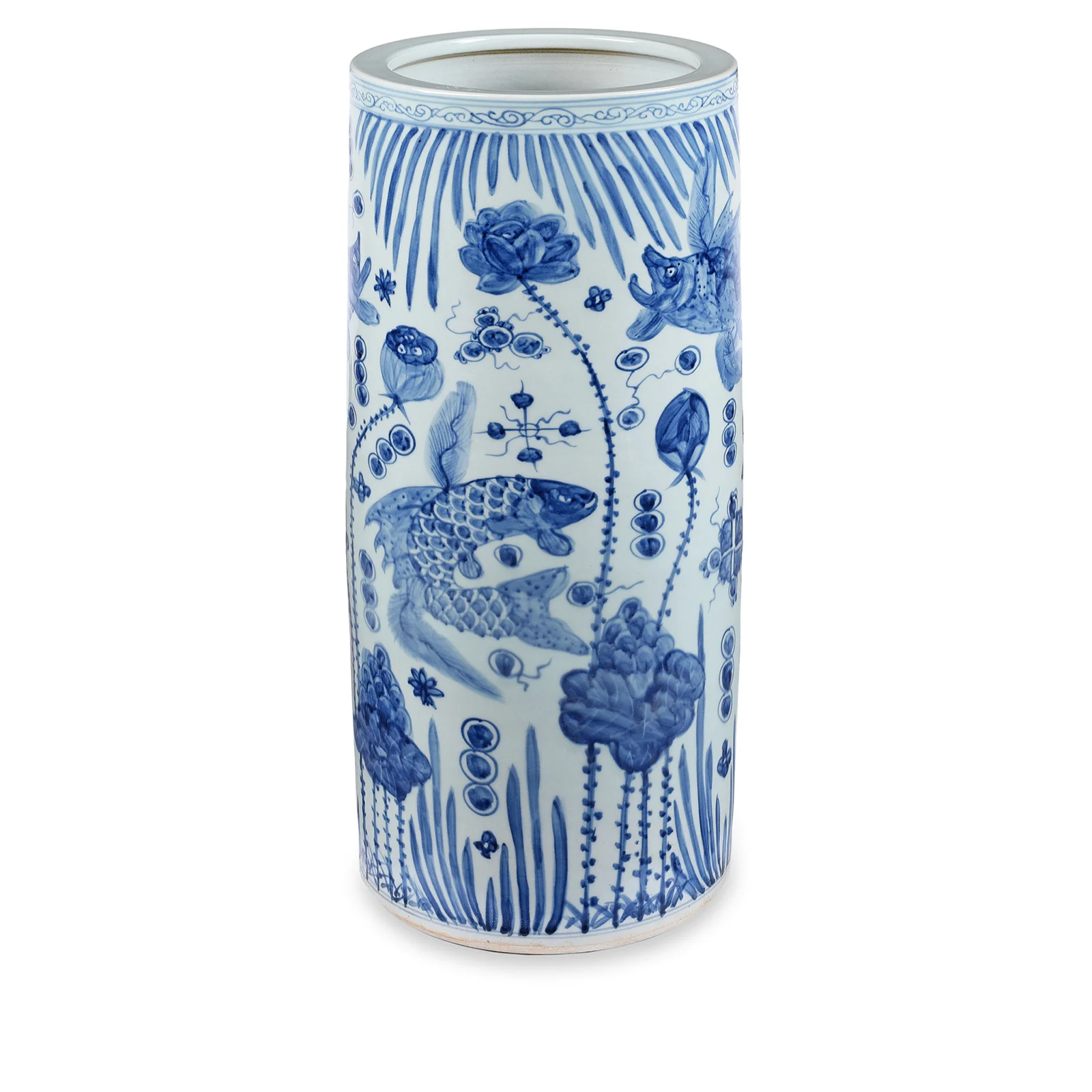 Blue & White Porcelain Umbrella Stand - Image 5