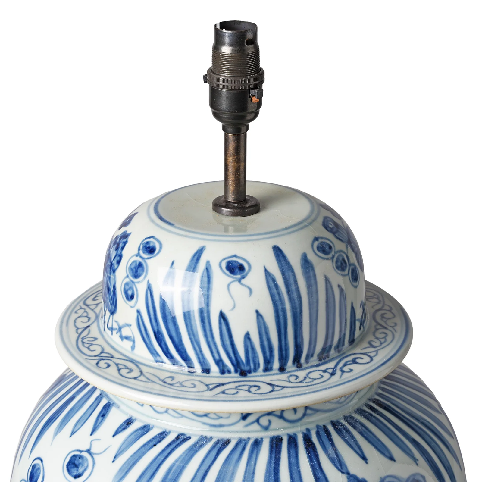 Blue & White Temple Jar Lamp - Fish Design - Image 6