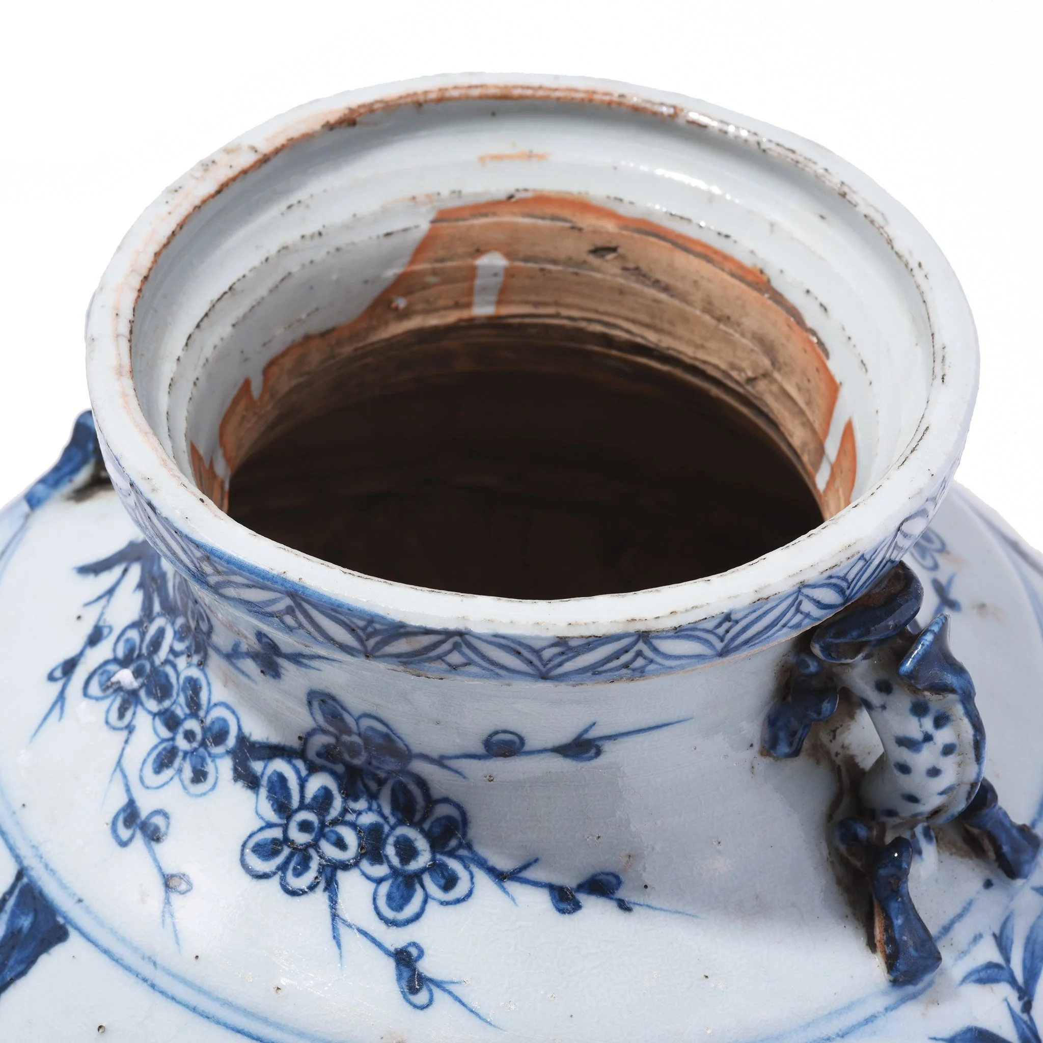 Blue & White Wine Jar Vase - Cherry Tree Design - Image 3