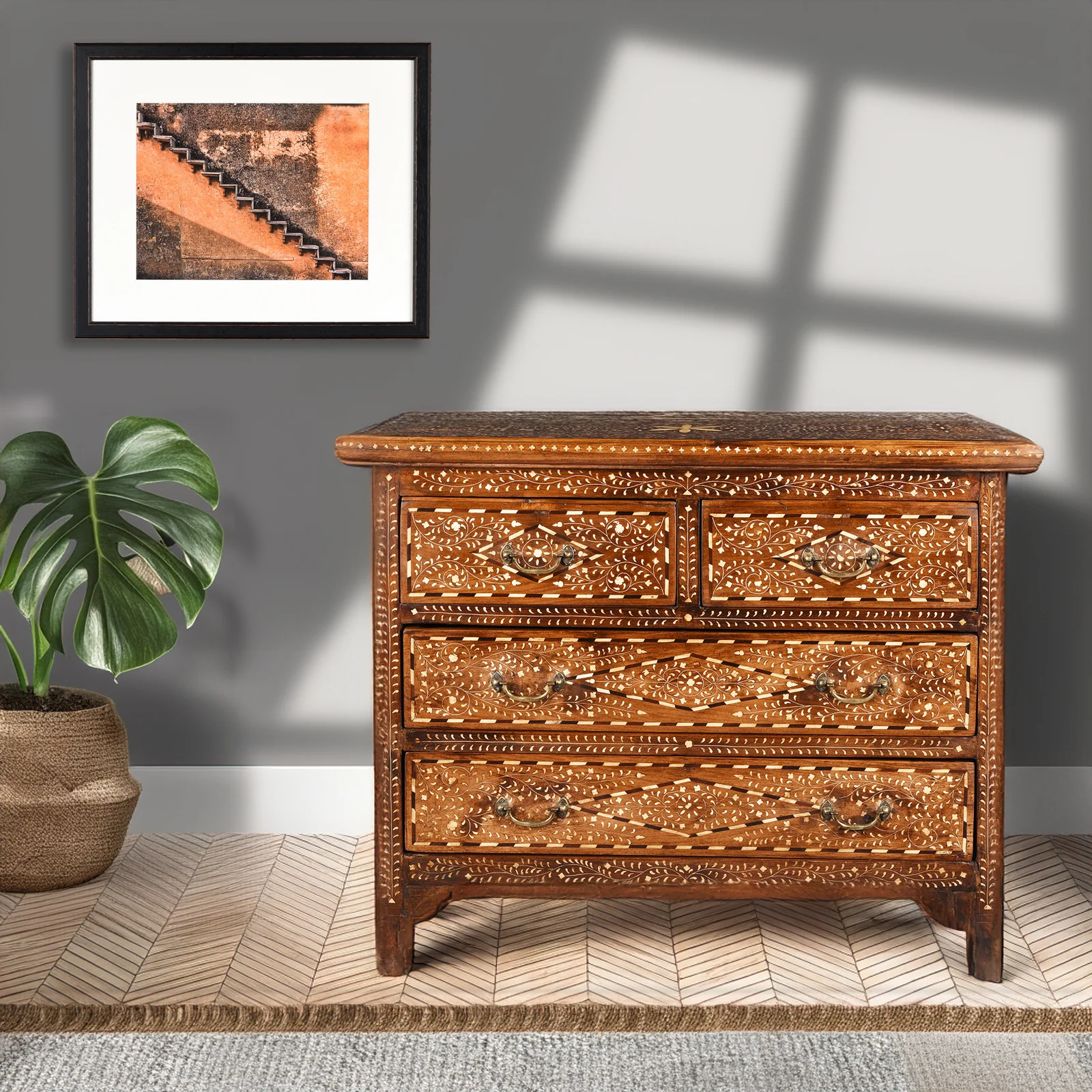 Bone Inlay Chest Of Drawers - Ca 1920 - Image 4