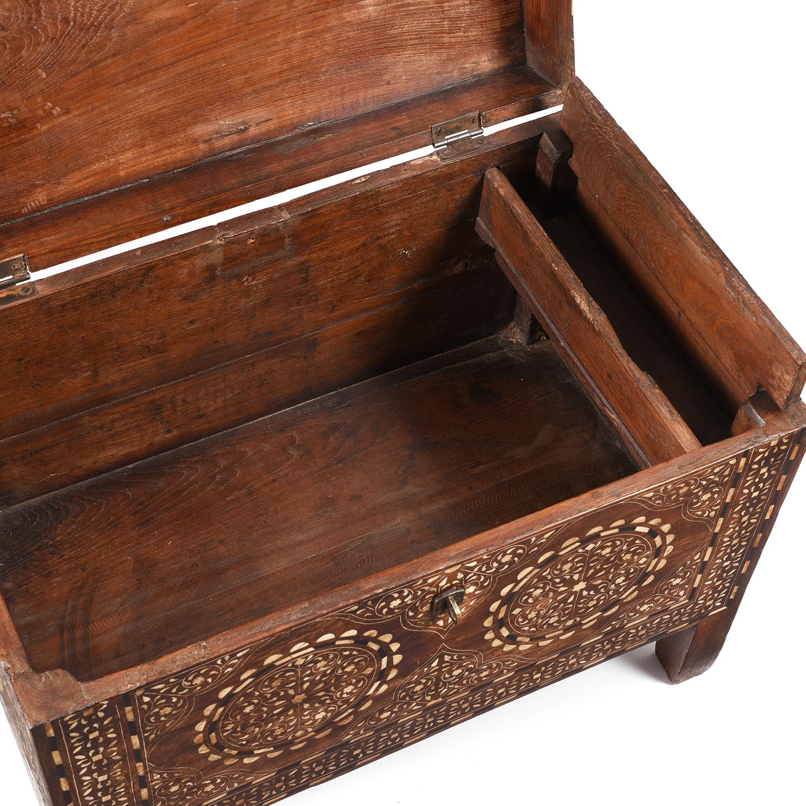 Old Indian Bone Inlay Teak Chest - Ca 1900 - Image 6