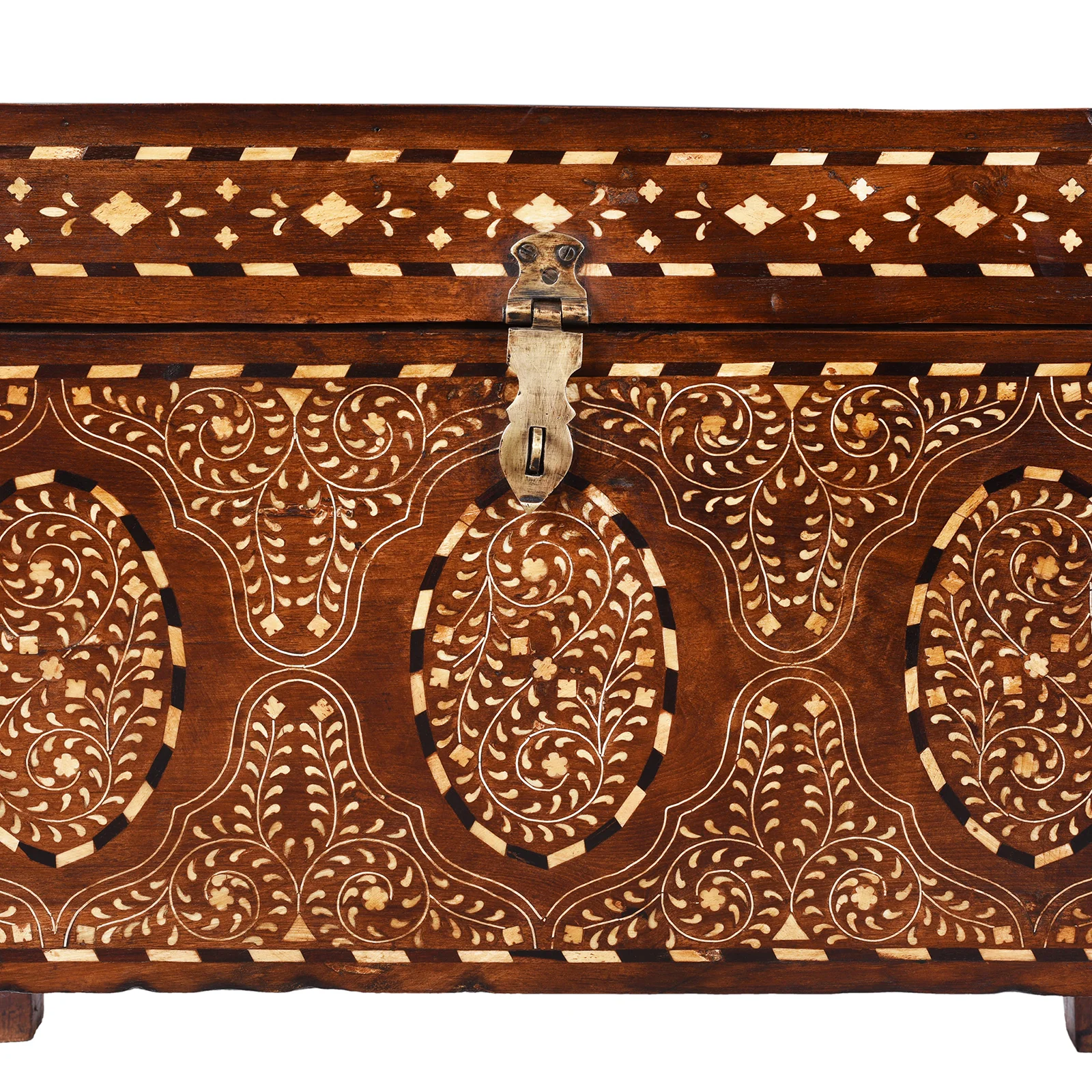 Indian Bone Inlay Teak Chest - Ca 1900 - Image 3
