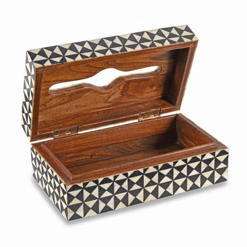 Bone & Resin Inlay Tissue Box From Rajasthan - Image 2