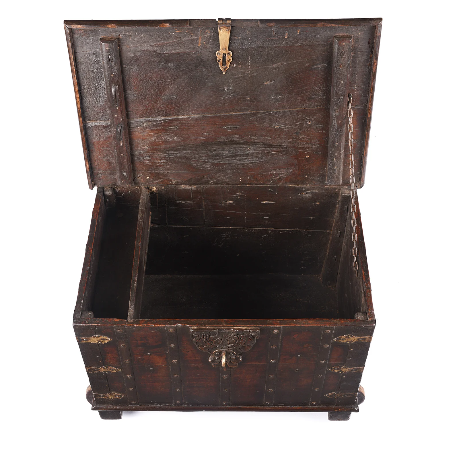 Brass & Iron Bound Chest On Wheels From Gujarat - 19th Century - Image 3
