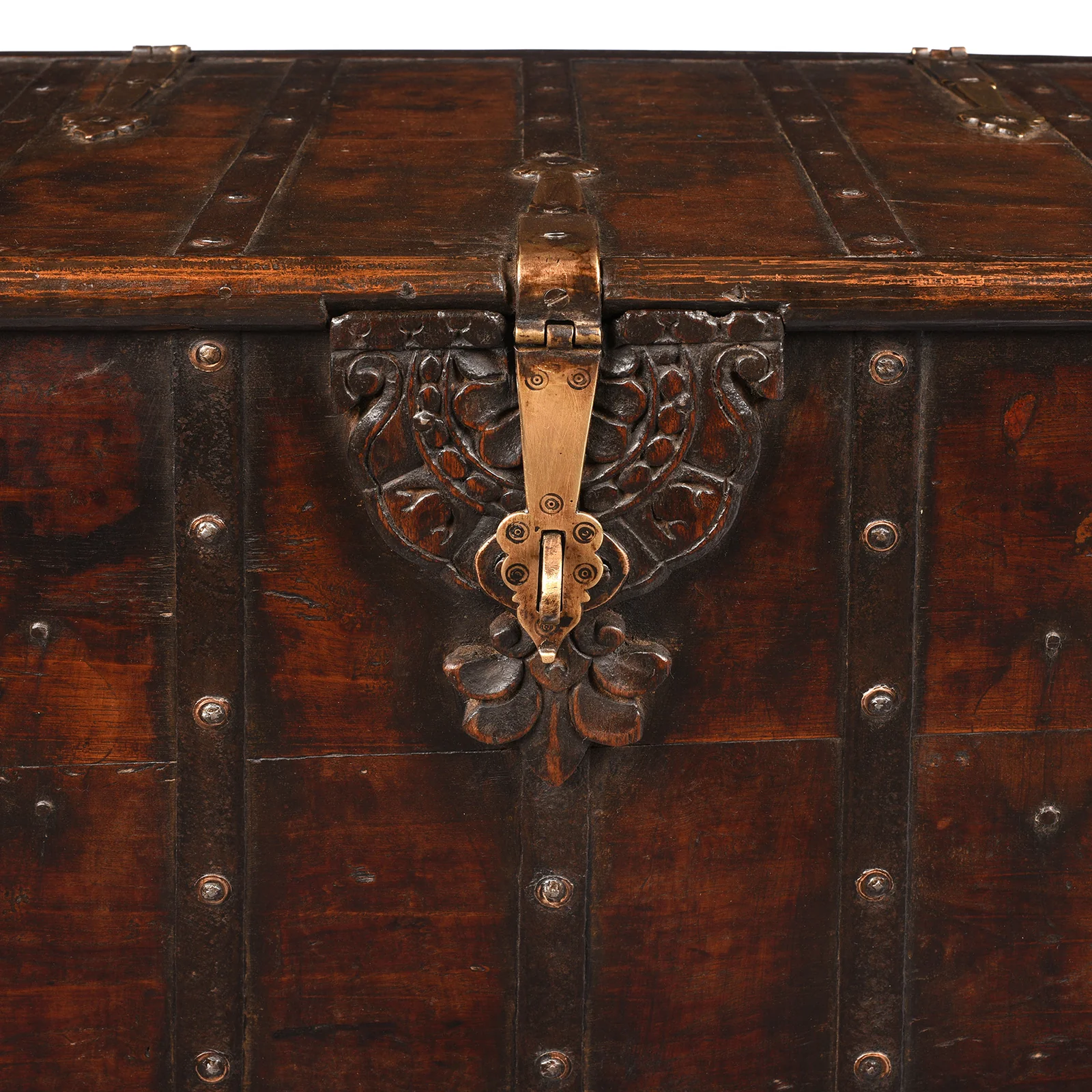 Brass & Iron Bound Chest On Wheels From Gujarat - 19th Century - Image 5