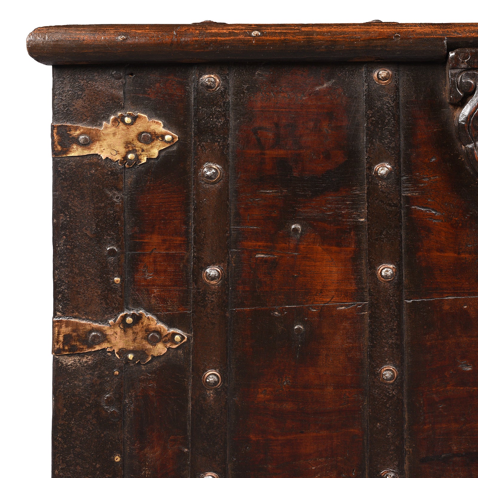 Brass & Iron Bound Chest On Wheels From Gujarat - 19th Century - Image 6