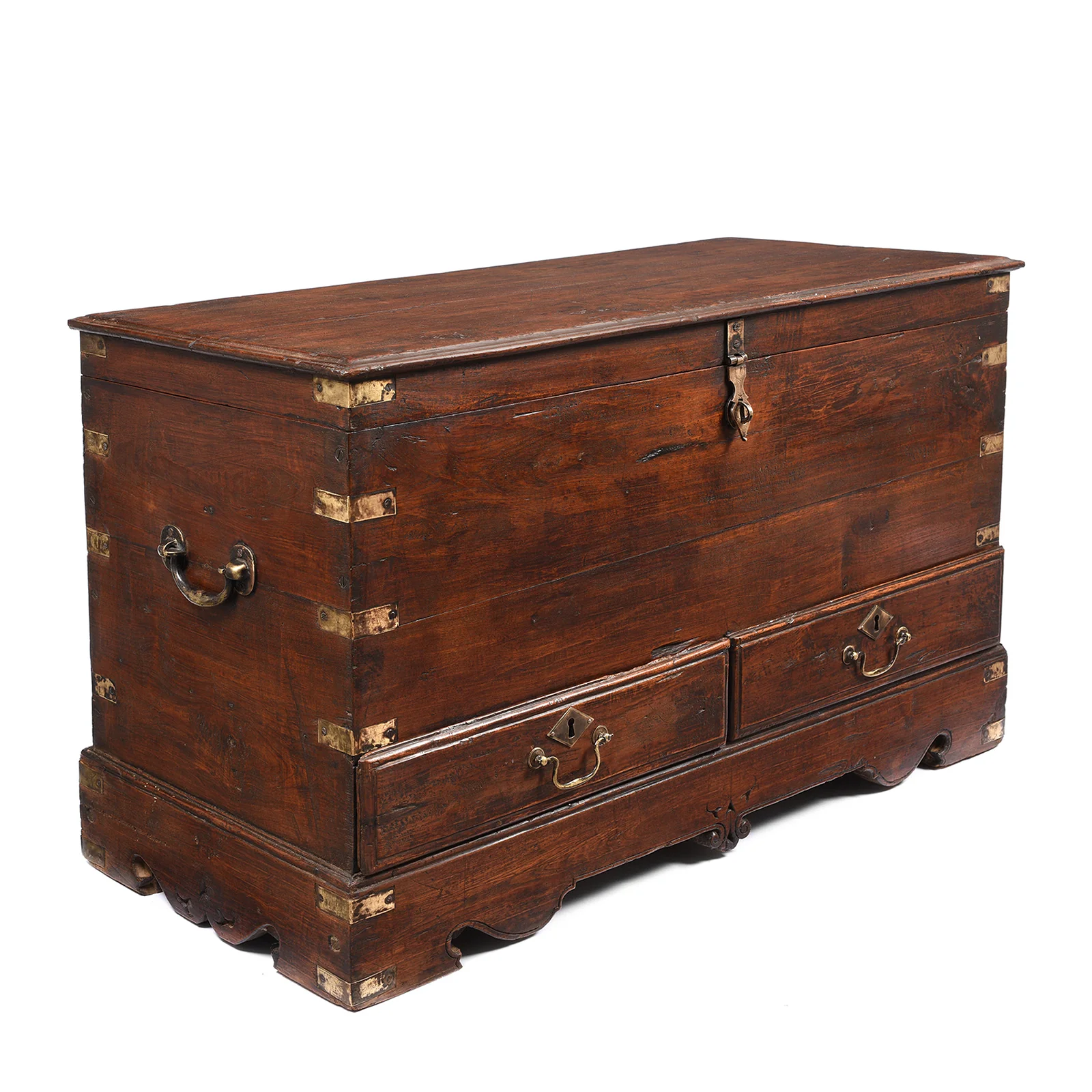 Brass Bound Teak Anglo-Indian Chest From Rajasthan -19thC - Image 4