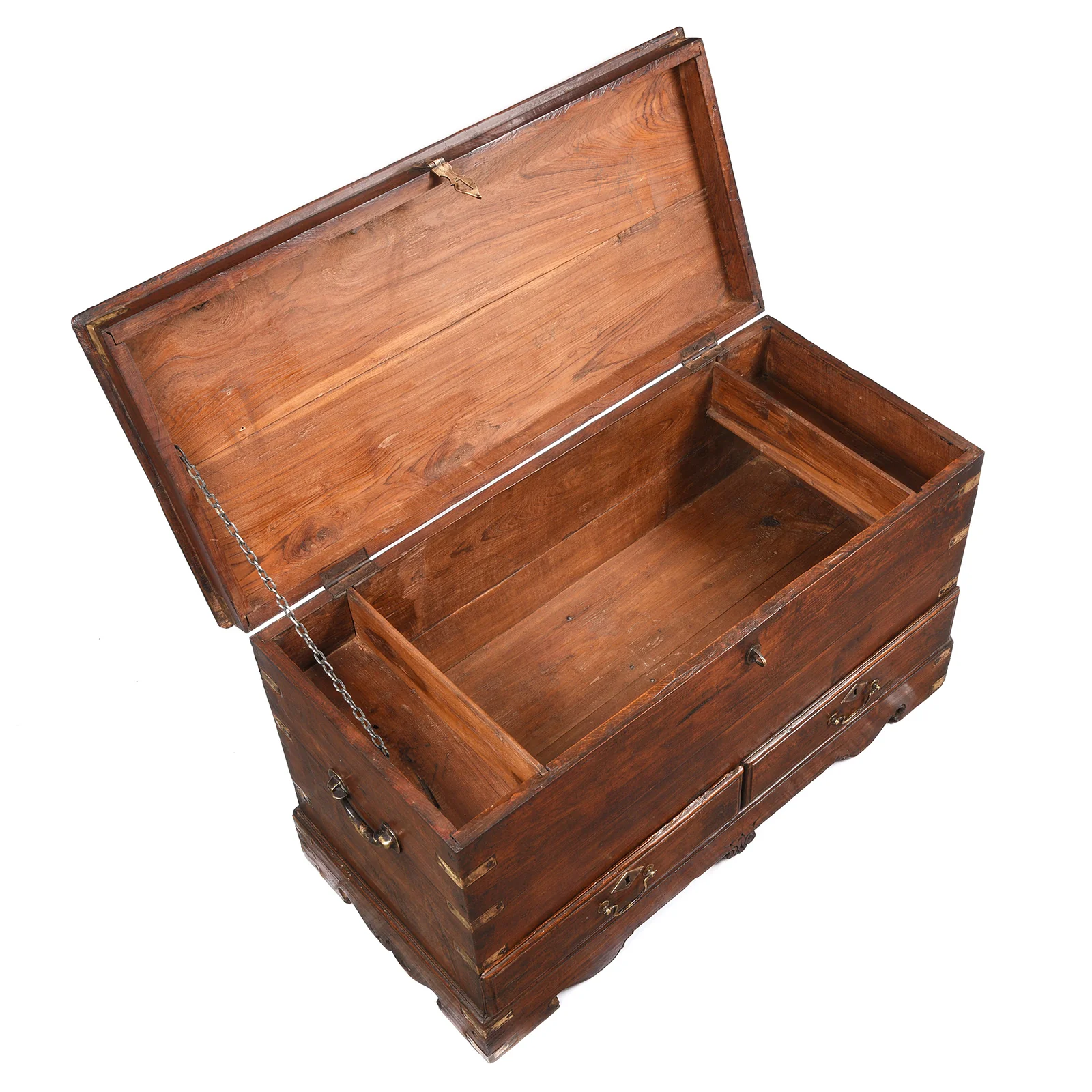 Brass Bound Teak Anglo-Indian Chest From Rajasthan -19thC - Image 5