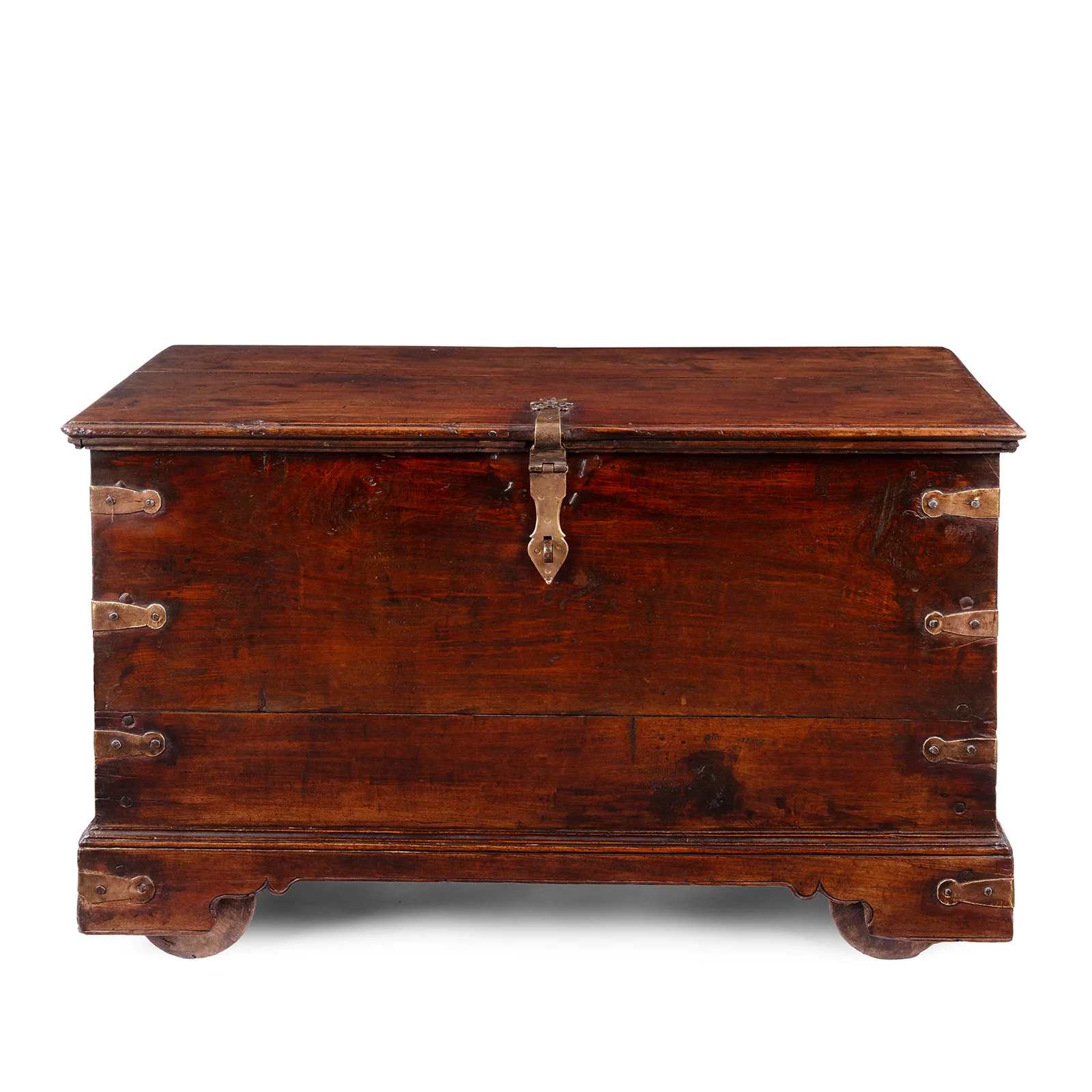Brass Bound Rosewood Chest From Kutch - 19th Century