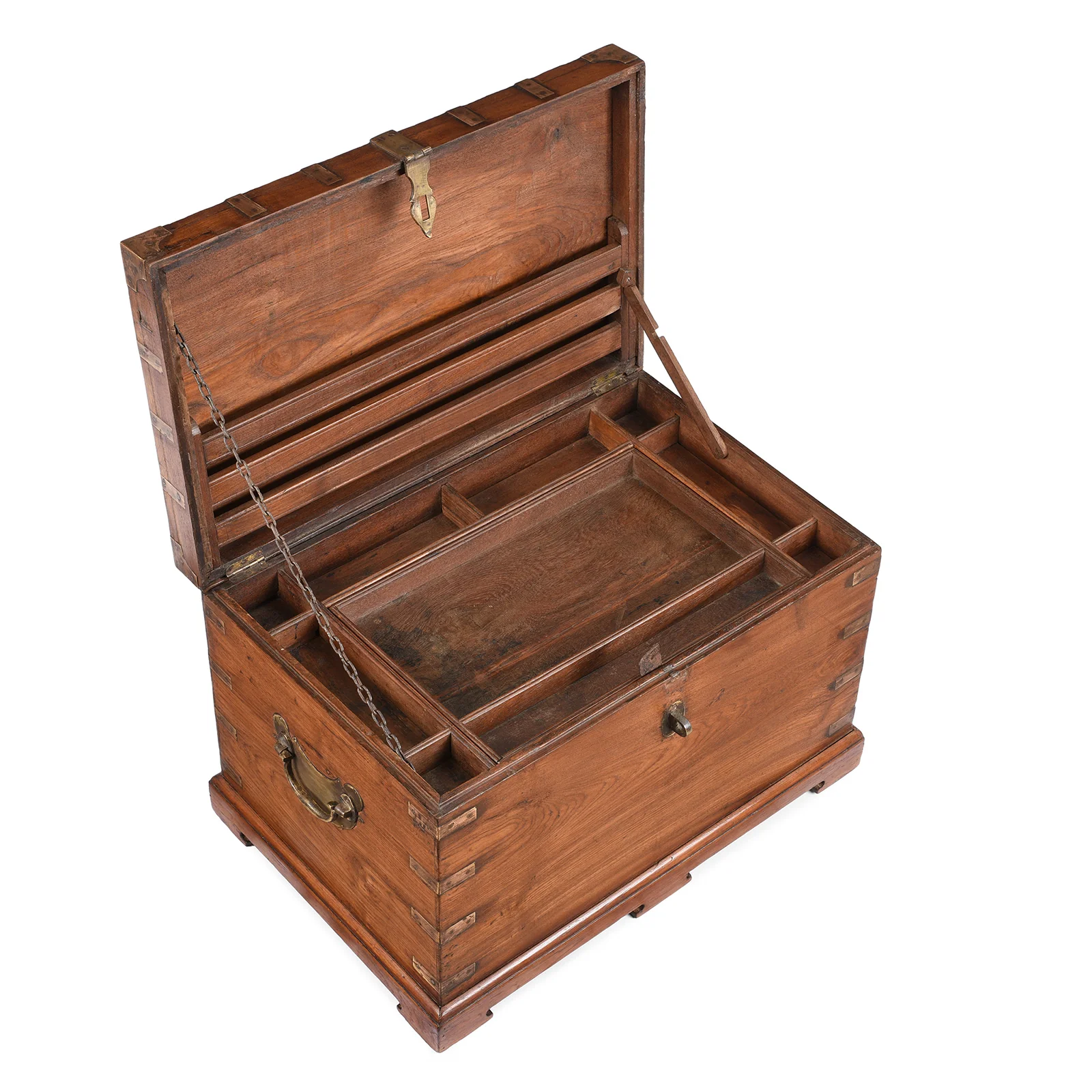 Brass Bound Teak Military Chest From Rajasthan -19th Century - Image 2