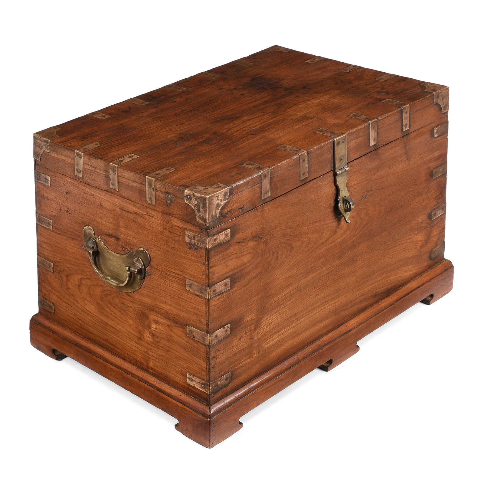 Brass Bound Teak Military Chest From Rajasthan -19th Century - Image 3