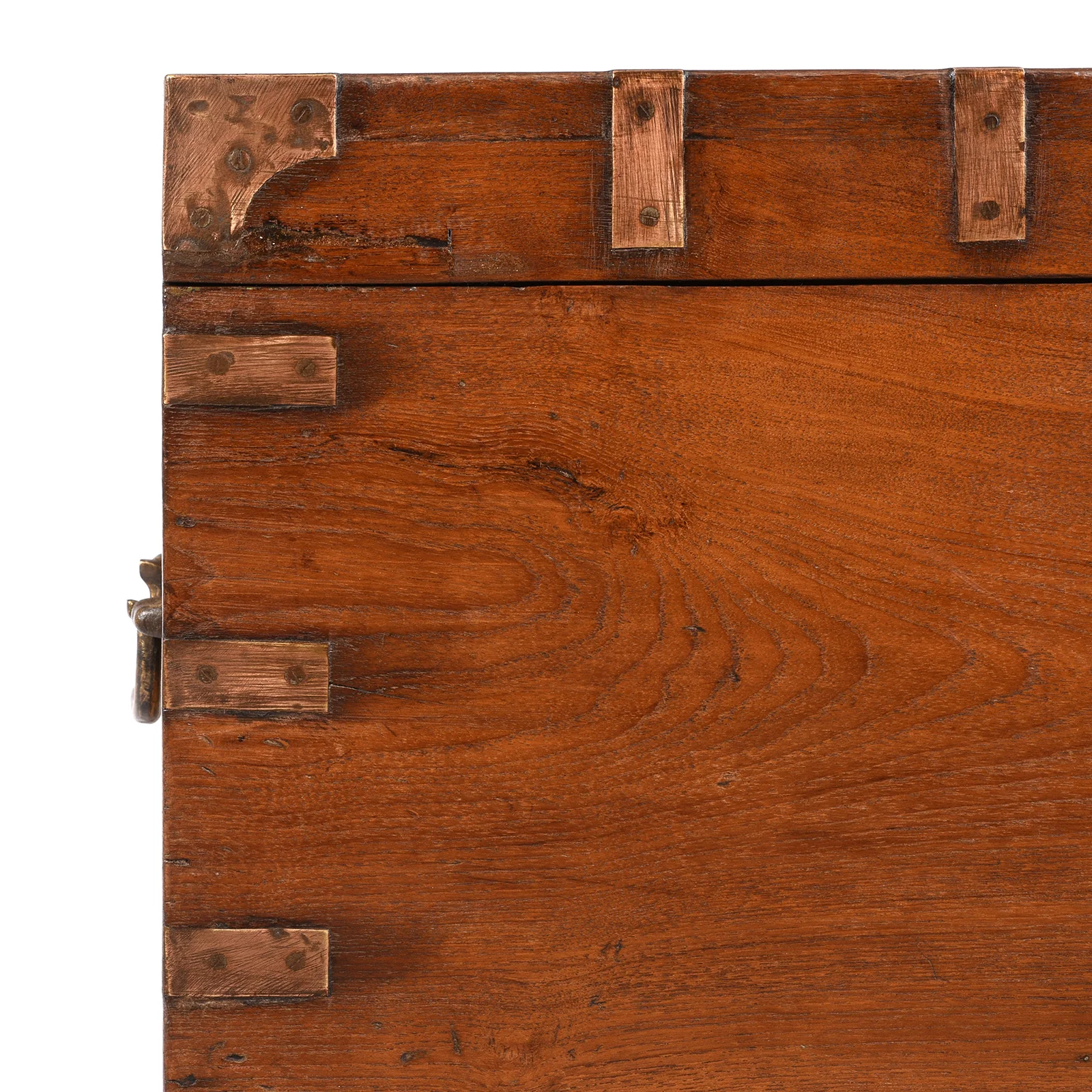 Brass Bound Teak Military Chest From Rajasthan -19th Century - Image 5