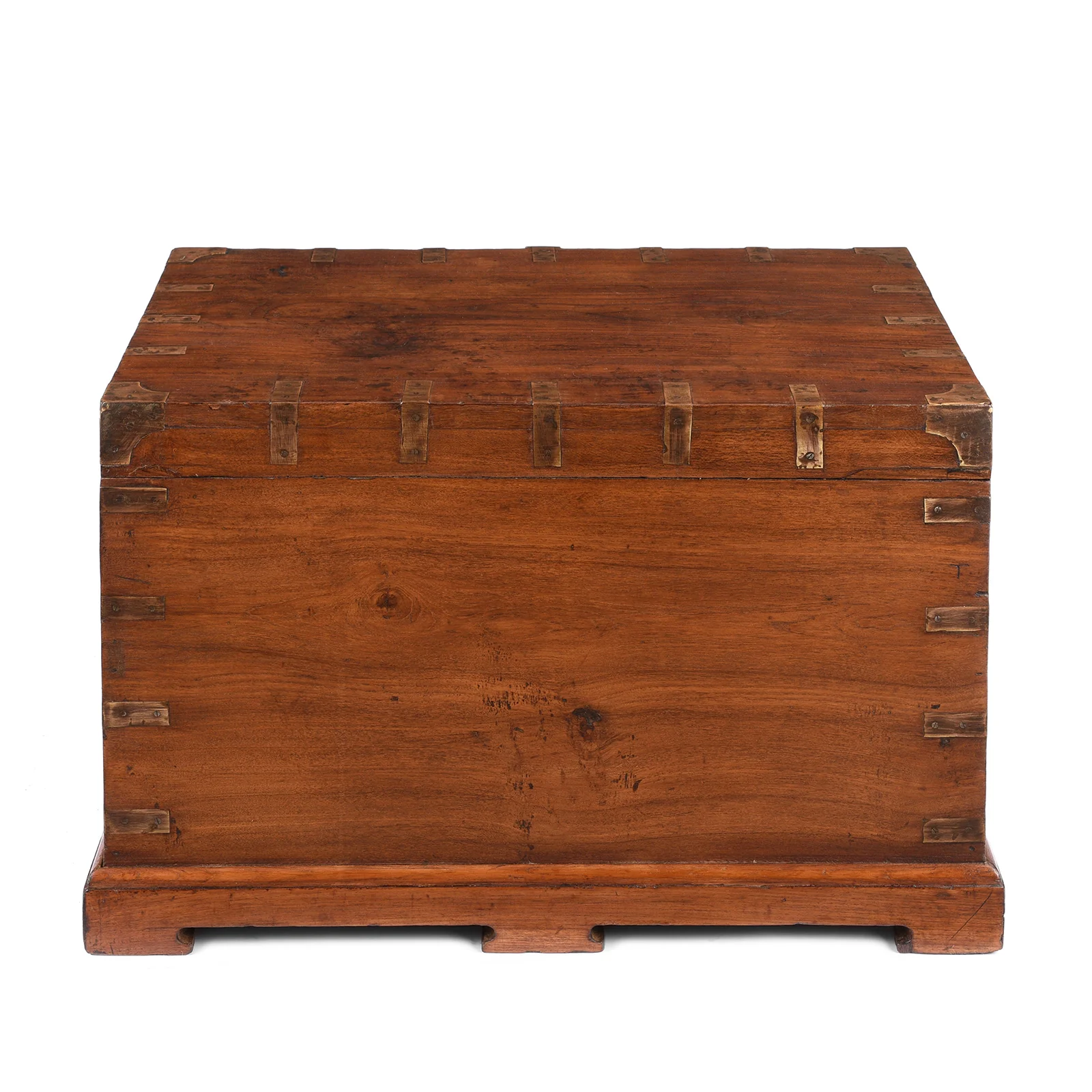 Brass Bound Teak Military Chest From Rajasthan -19th Century - Image 6