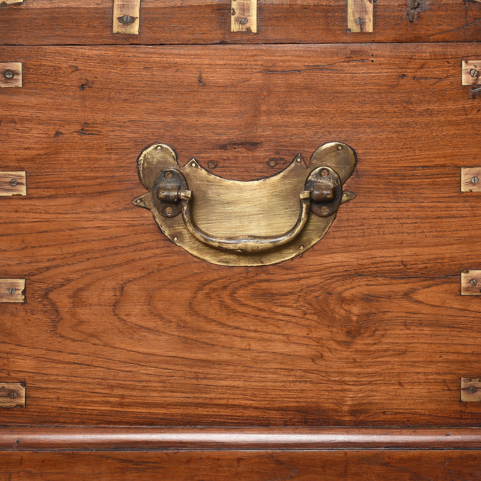 Brass Bound Teak Military Chest From Rajasthan -19th Century - Image 7