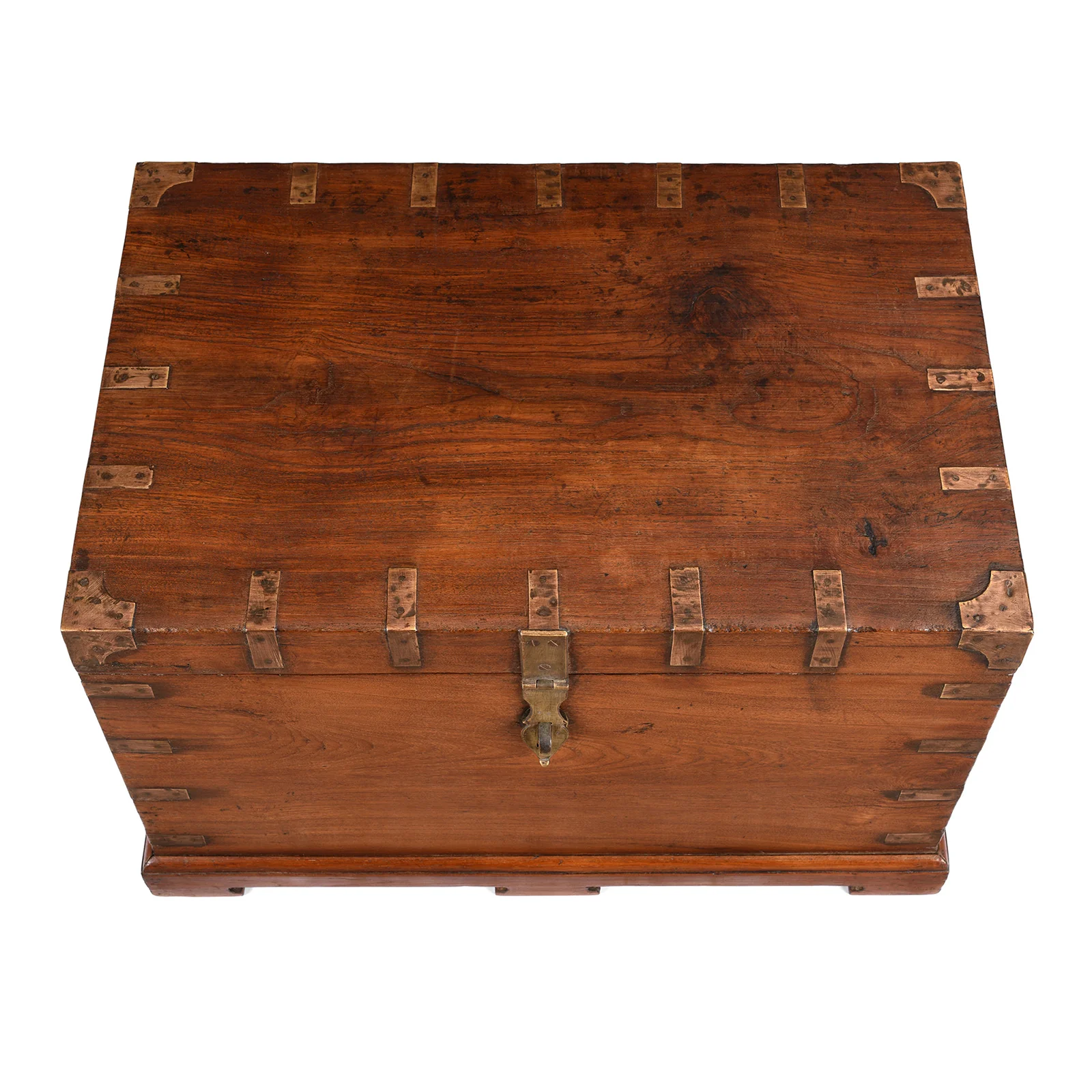 Brass Bound Teak Military Chest From Rajasthan -19th Century - Image 8