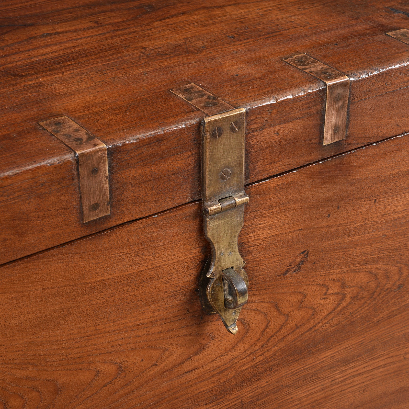 Brass Bound Teak Military Chest From Rajasthan -19th Century - Image 9