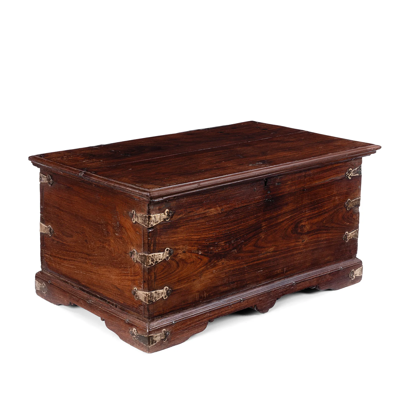 Brass Bound Rosewood Box From Kutch - 19th Century