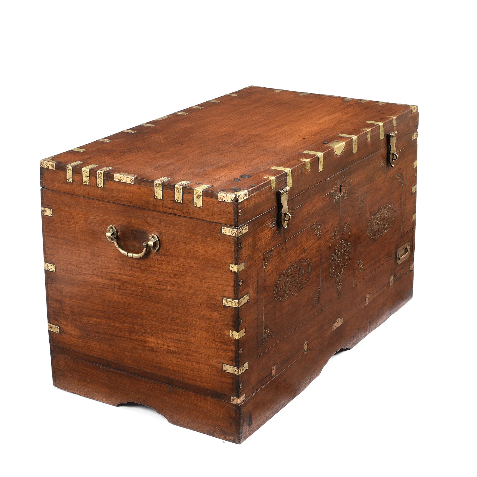 Brass Bound Teak Military Chest From Burma - 19th Century - Image 2