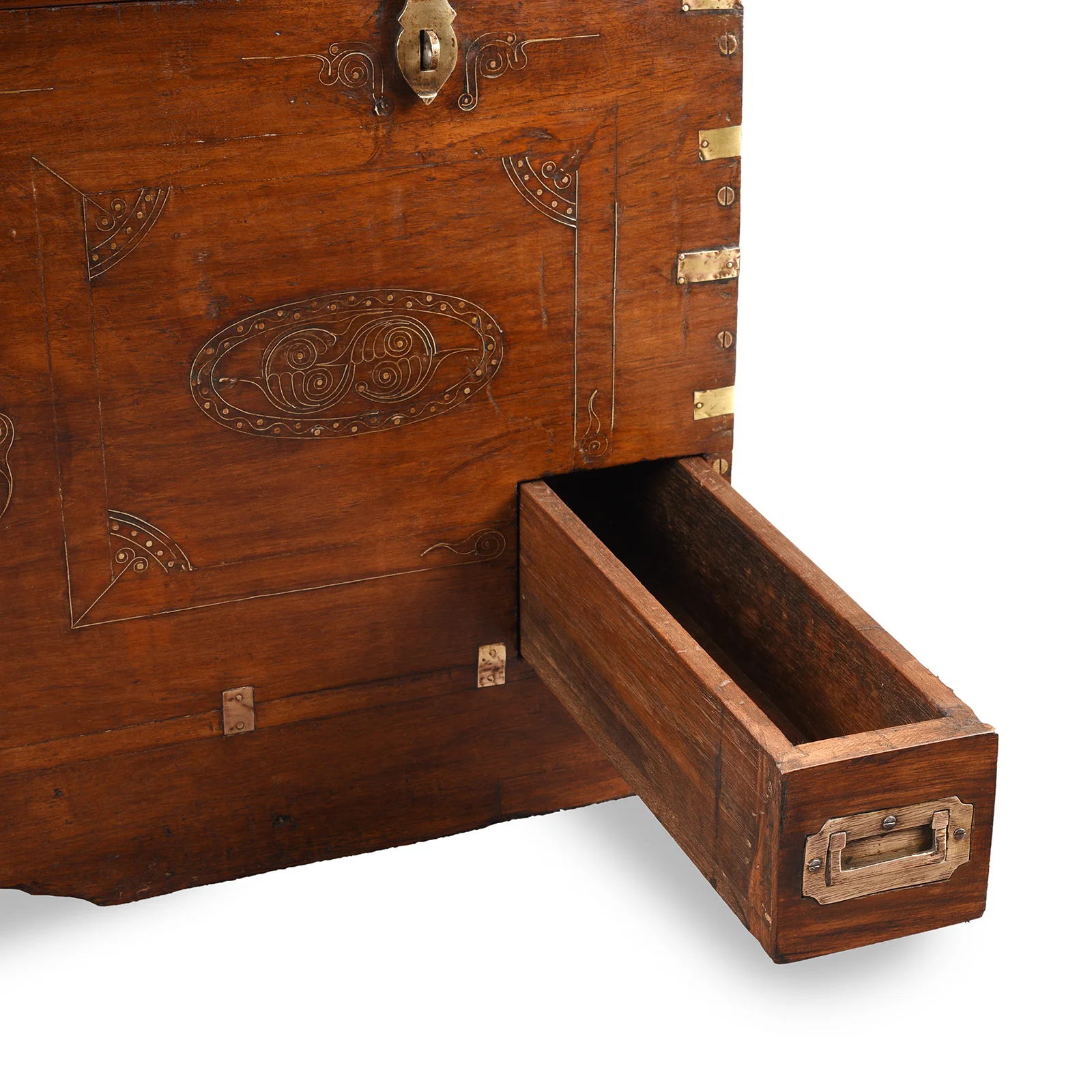 Brass Bound Teak Military Chest From Burma - 19th Century - Image 6