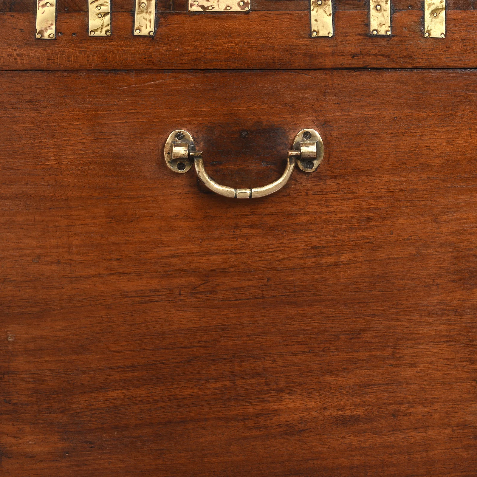 Brass Bound Teak Military Chest From Burma - 19th Century - Image 8