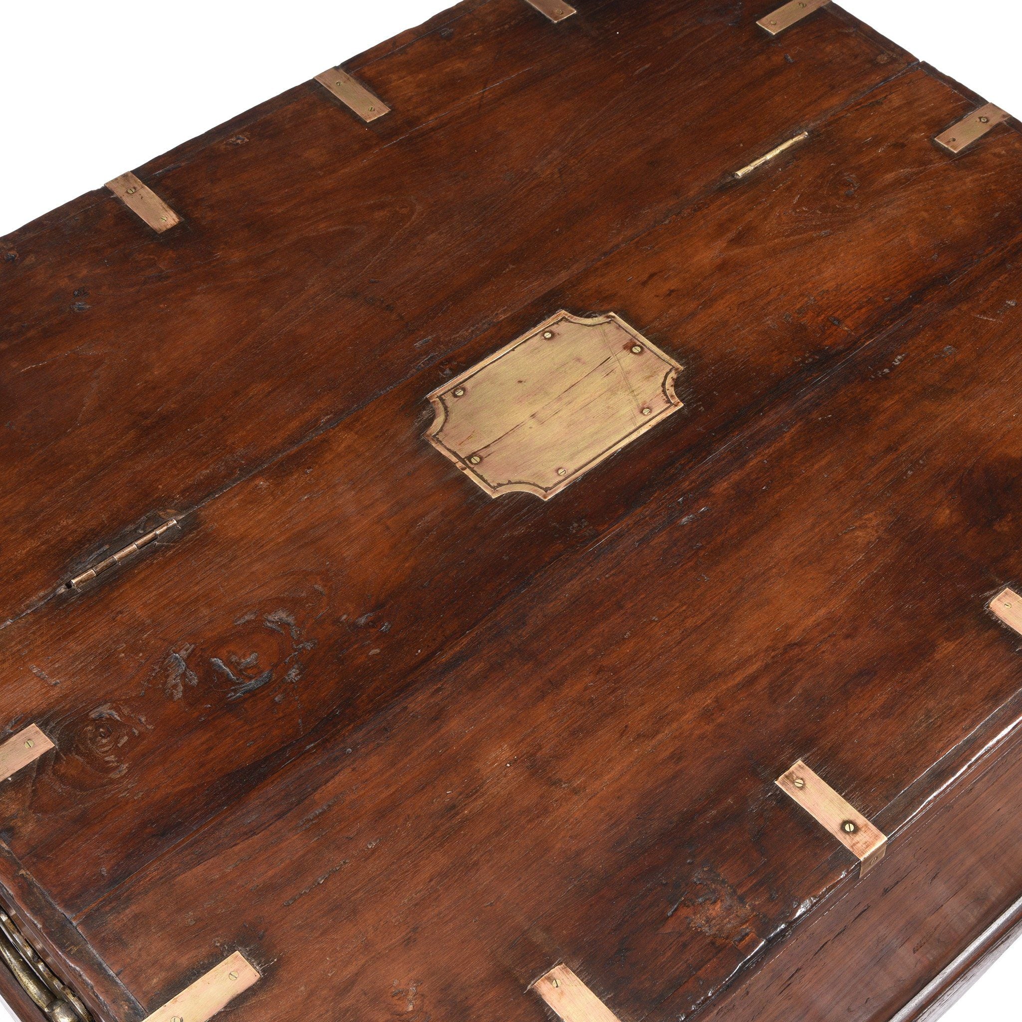 Brass Bound Teak Indian Campaign Chest, Rajasthan -19thC - Image 6