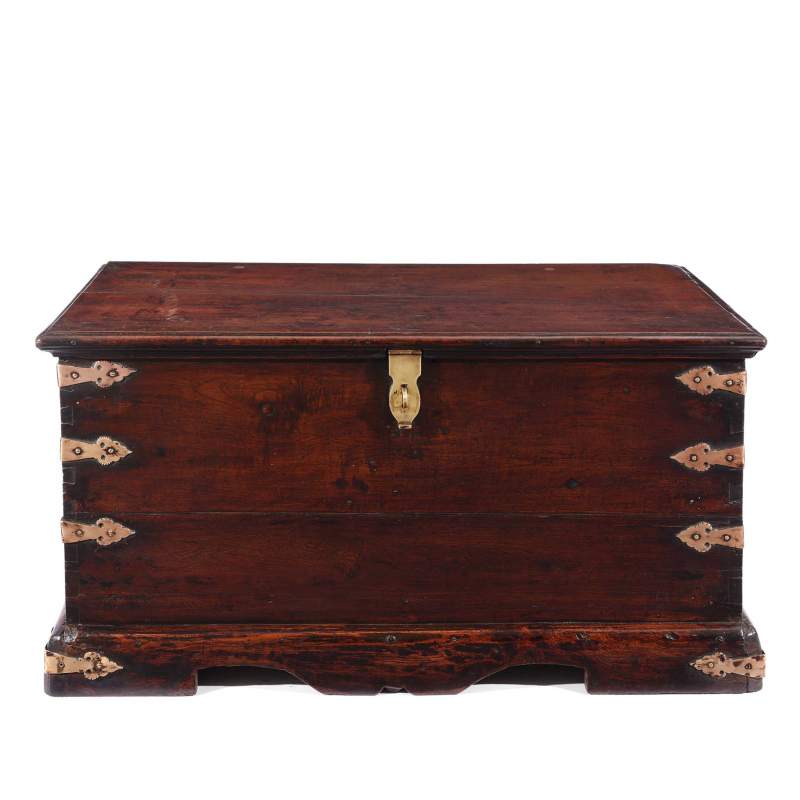 Brass Bound Indian Teak Chest - 19th Century