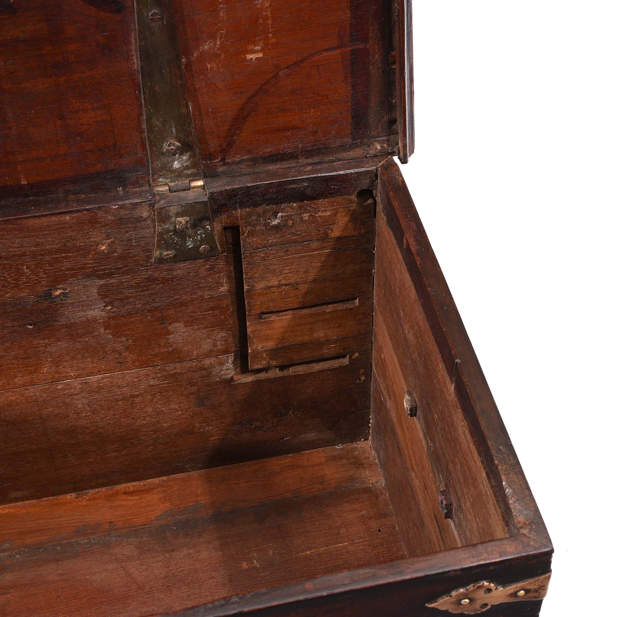 Brass Bound Indian Teak Chest - 19th Century - Image 10