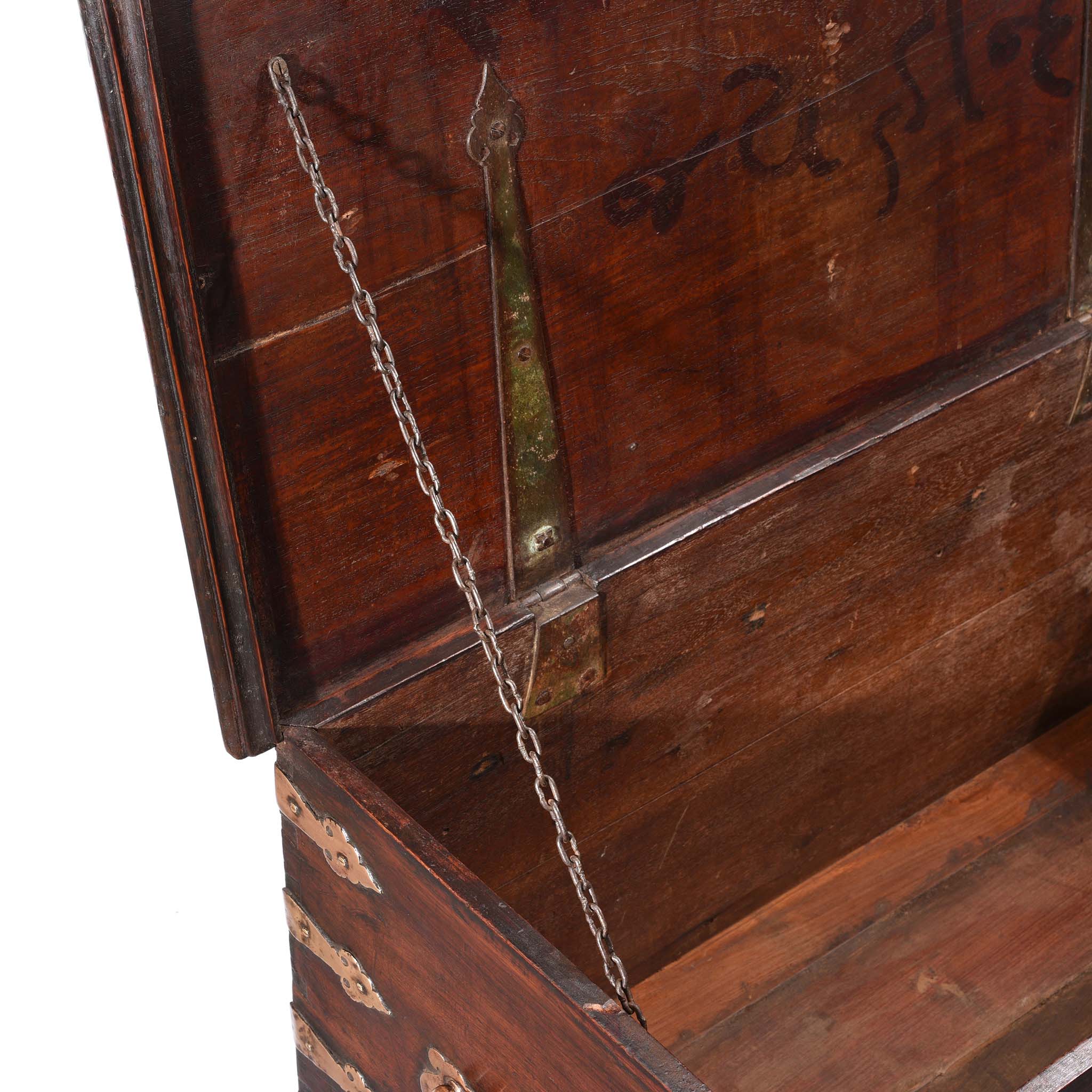 Brass Bound Indian Teak Chest - 19th Century - Image 11