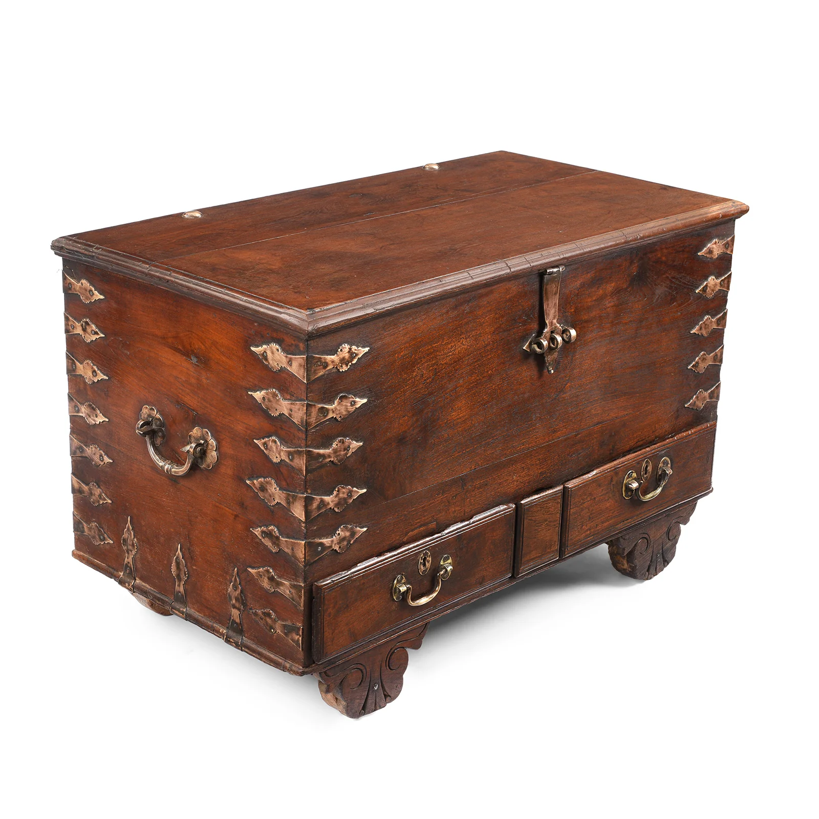 Brass Bound Indian Teak Chest - 18th Century - Image 3