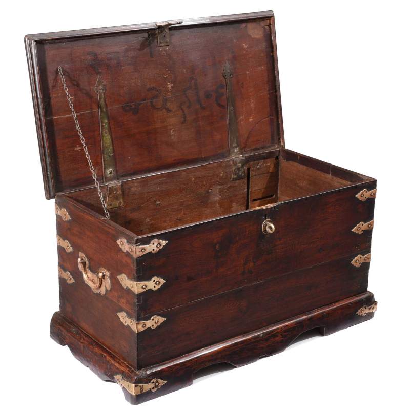 Brass Bound Indian Teak Chest - 19th Century - Image 2
