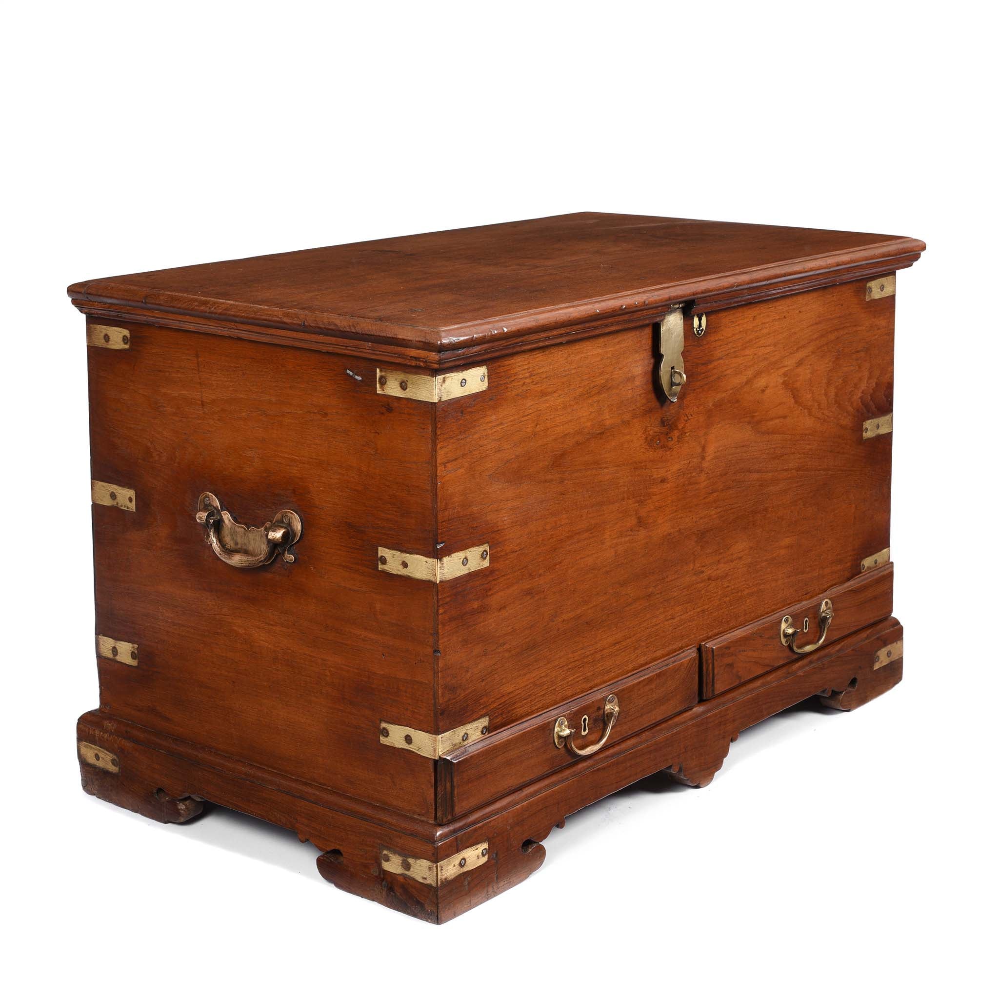 Brass Bound Teak Chest From India - 19thC - Image 3