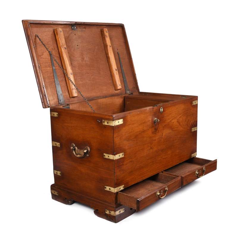 Brass Bound Teak Chest From India - 19thC - Image 4