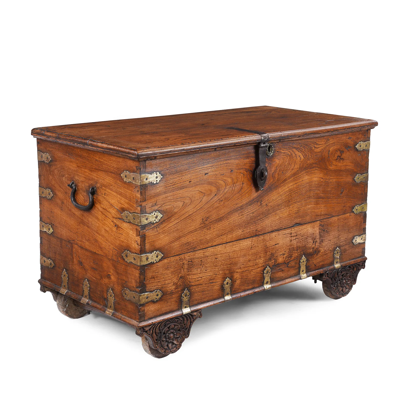 Brass Bound Teak Chest from Saurashtra - 19th Century - Image 8