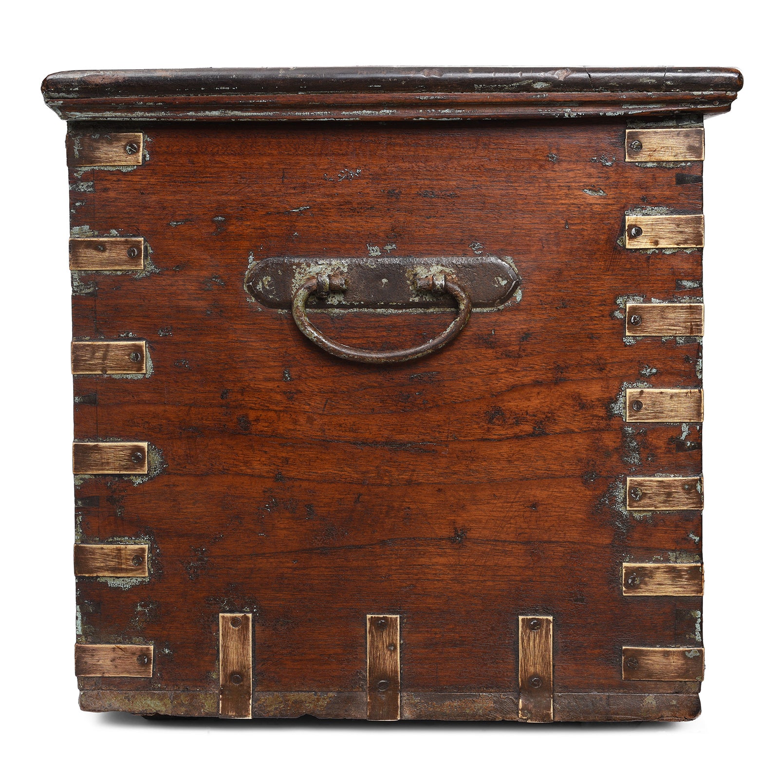 Brass Bound Teak Chest From Gujarat - 19th Century (With Secret Compartment) - Image 10