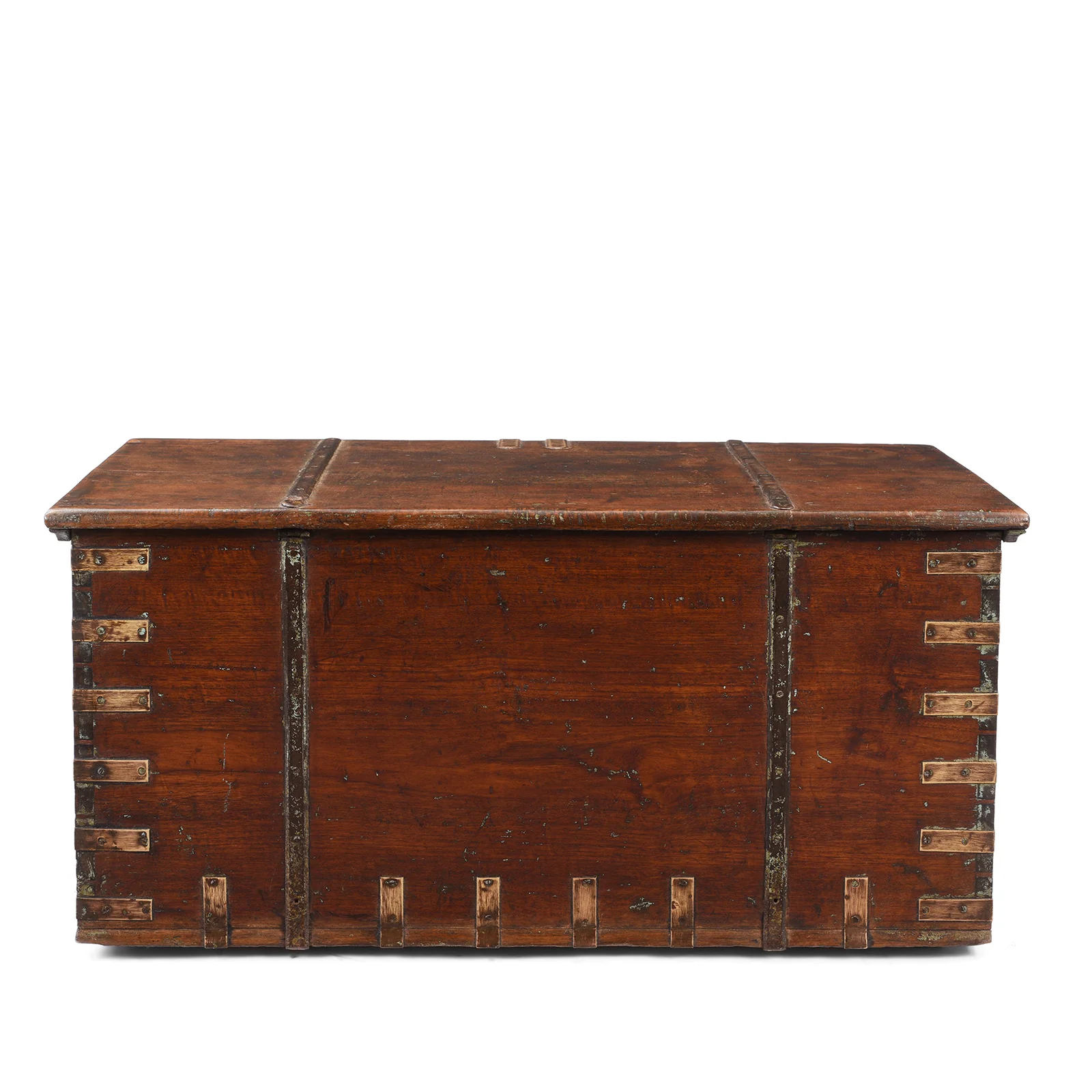 Brass Bound Teak Chest From Gujarat - 19th Century (With Secret Compartment) - Image 13