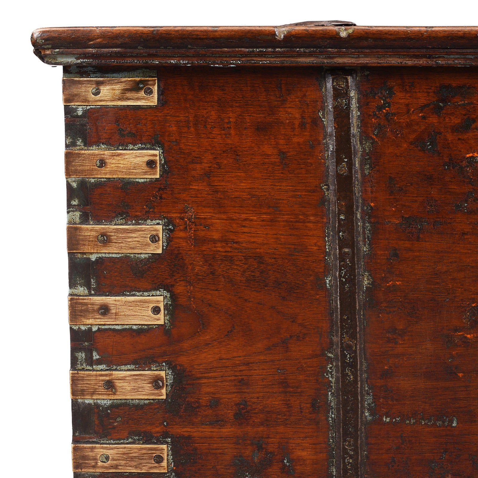 Brass Bound Teak Chest From Gujarat - 19th Century (With Secret Compartment) - Image 2