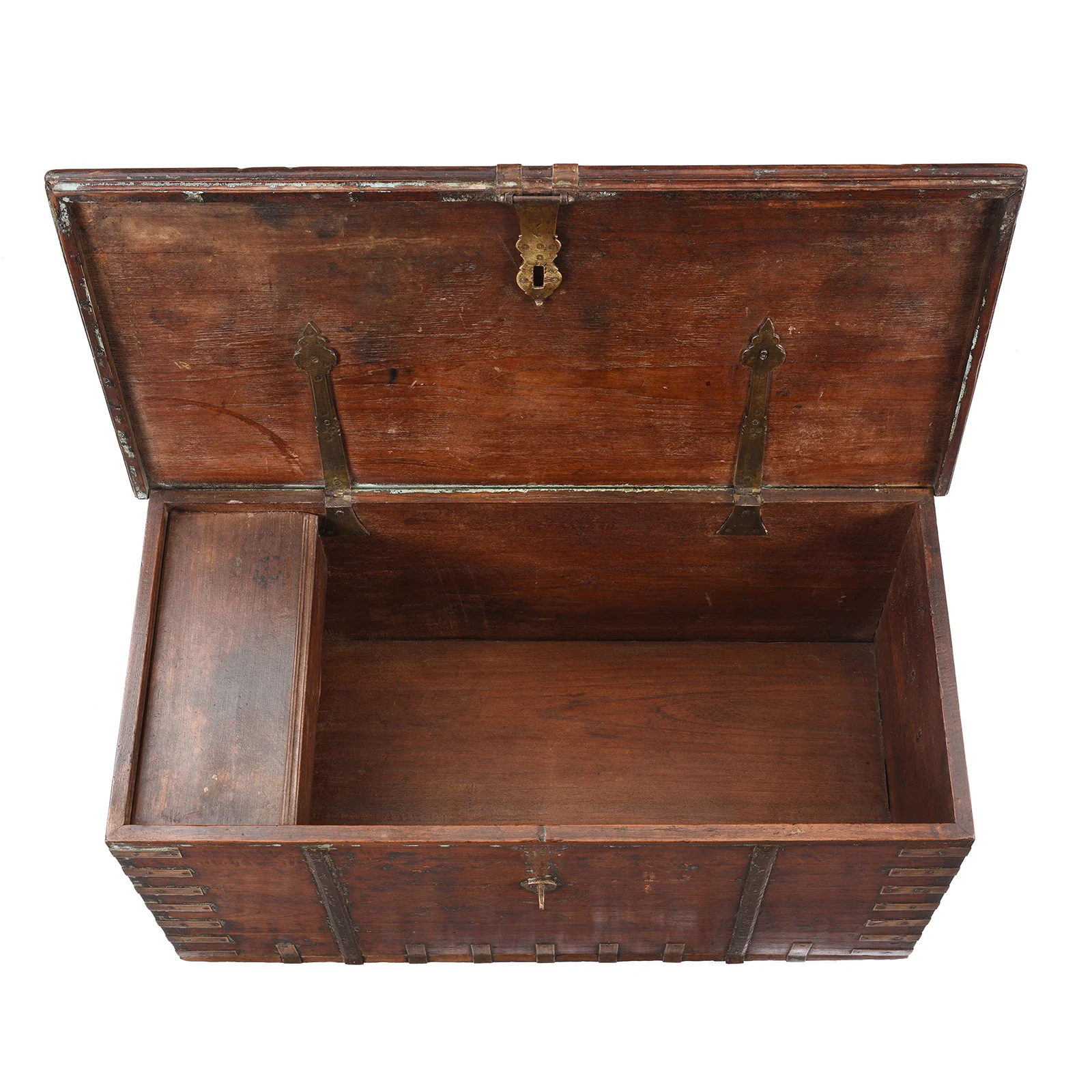 Brass Bound Teak Chest From Gujarat - 19th Century (With Secret Compartment) - Image 4