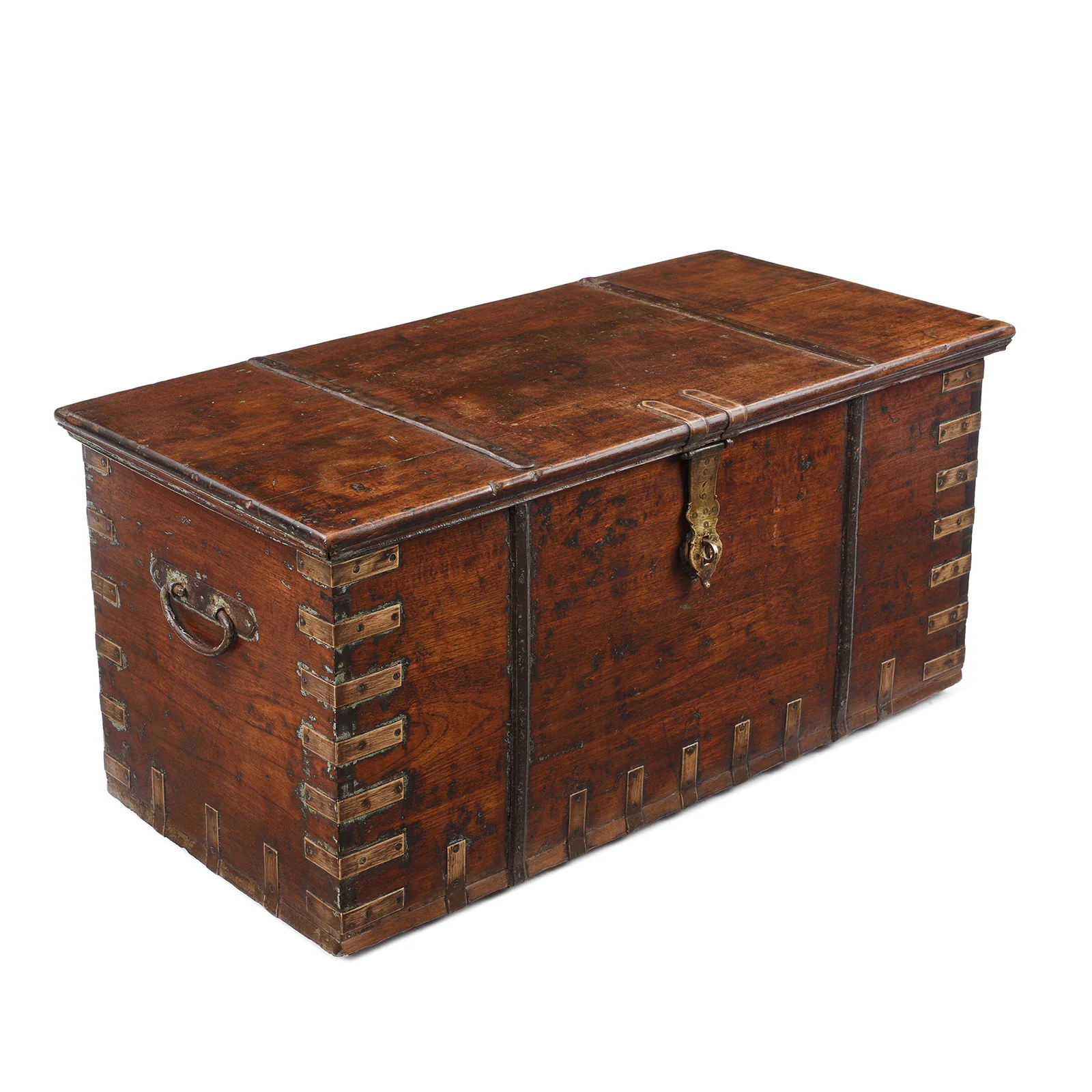 Brass Bound Teak Chest From Gujarat - 19th Century (With Secret Compartment) - Image 8