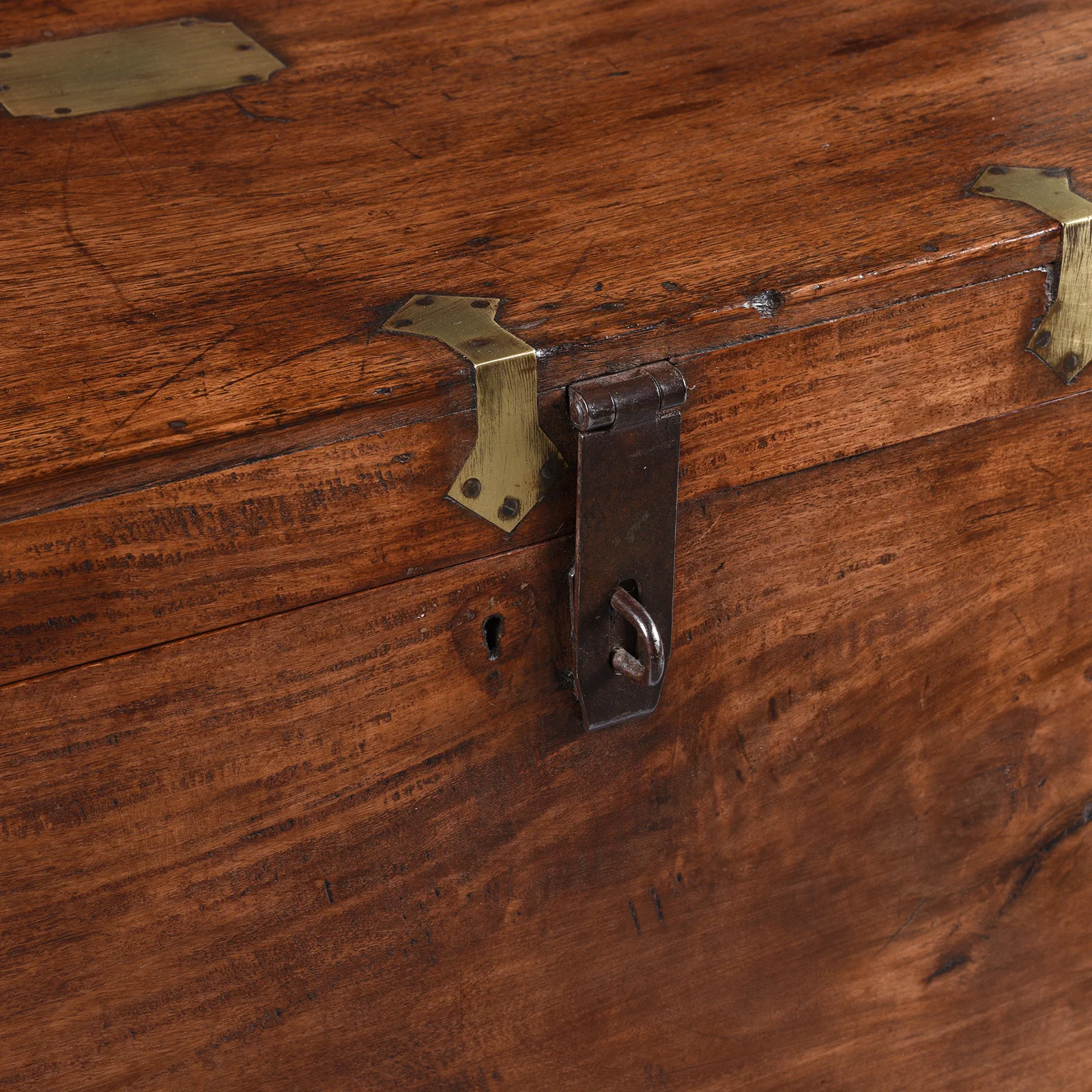 Brass Bound Teak Indian Military Chest -19th Century - Image 6