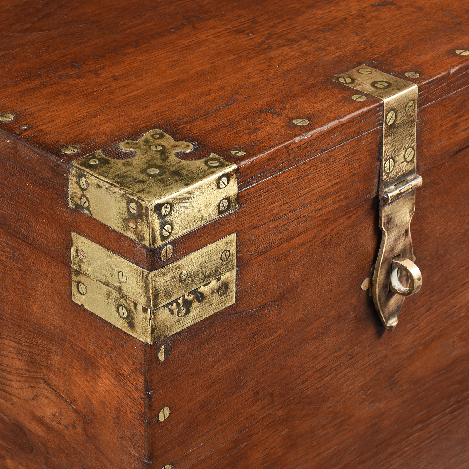 Brass Bound Teak Indian Military Chest -19thC - Image 11