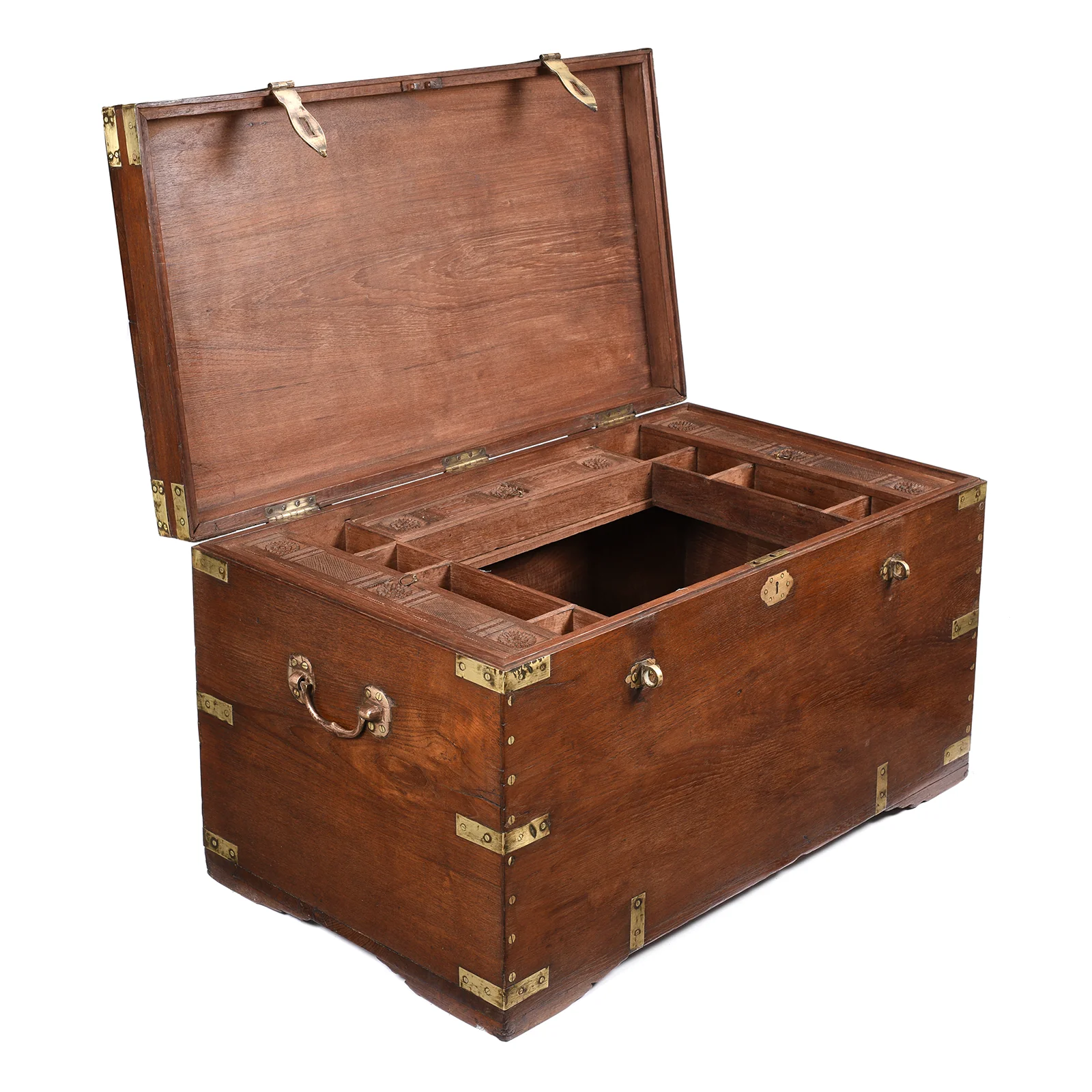 Brass Bound Teak Indian Military Chest -19thC - Image 3
