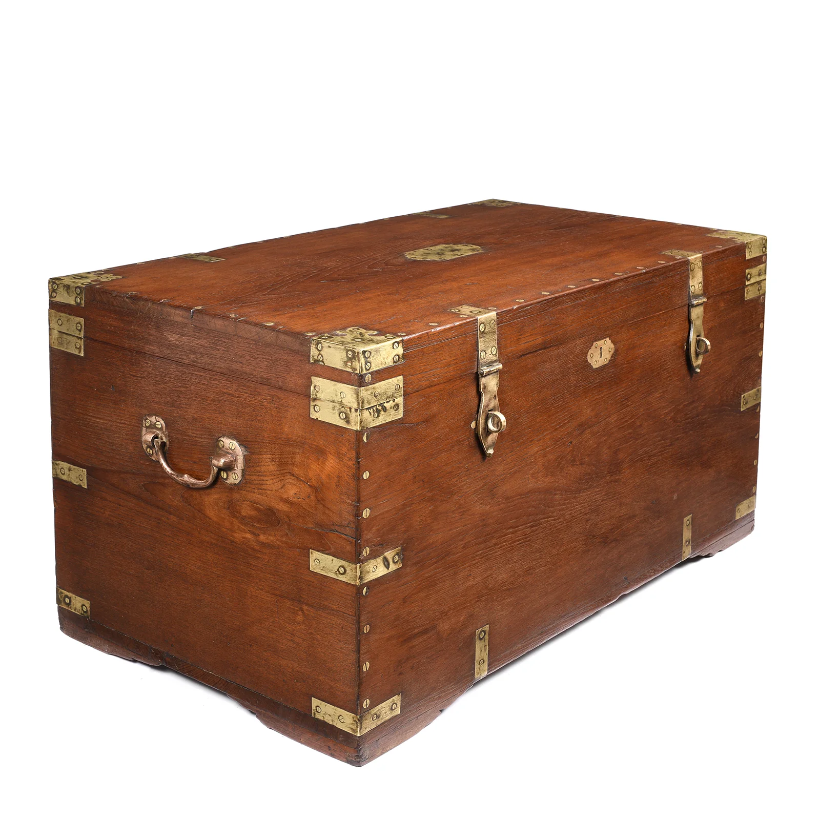 Brass Bound Teak Indian Military Chest -19thC - Image 9