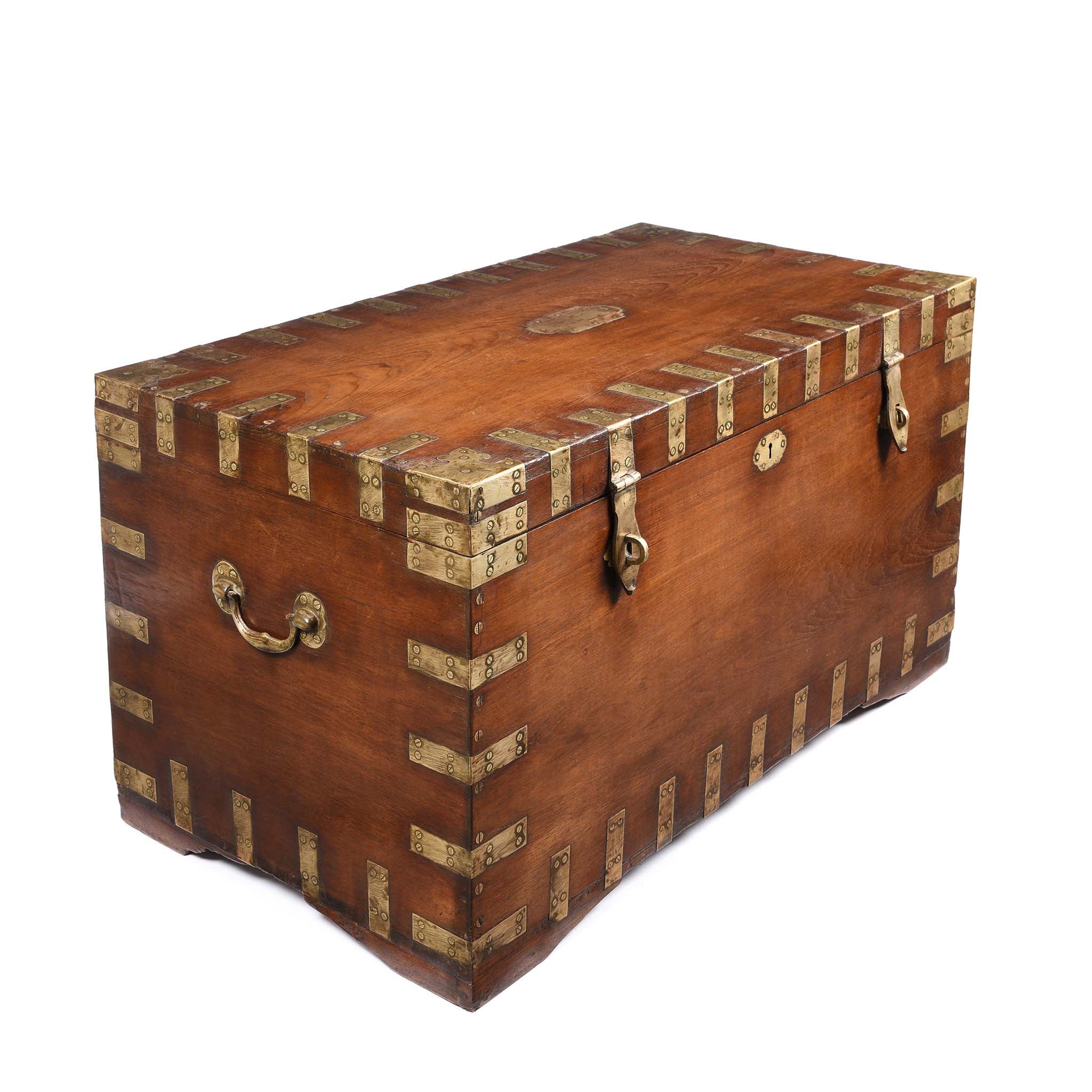 Brass Bound Indian Teak Military Chest -19thC - Image 3