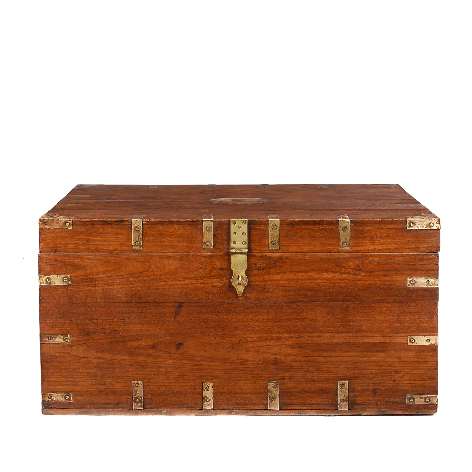 Brass Bound Teak Indian Military Chest From Gujarat -19th Century