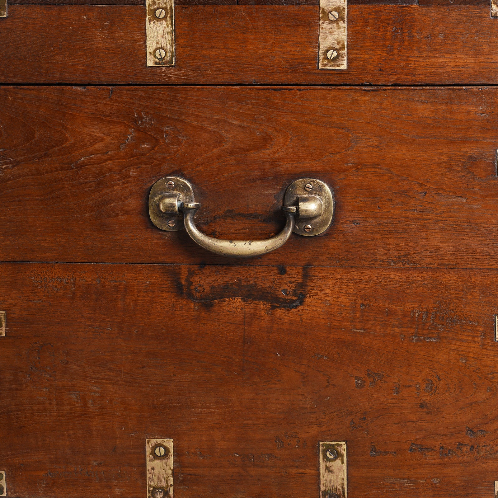 Brass Bound Teak Indian Military Chest From Gujarat -19th Century - Image 10