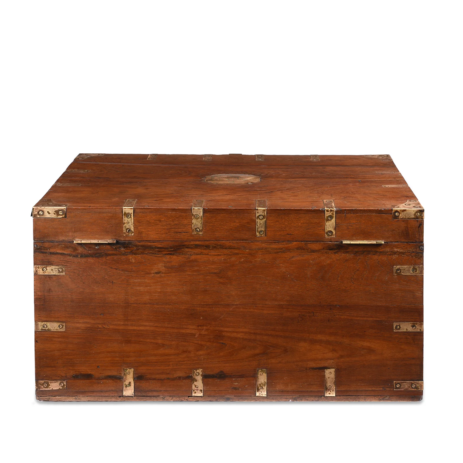 Brass Bound Teak Indian Military Chest From Gujarat -19th Century - Image 11