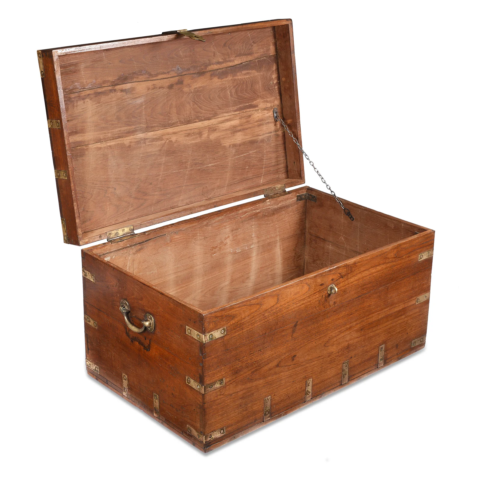 Brass Bound Teak Indian Military Chest From Gujarat -19th Century - Image 3
